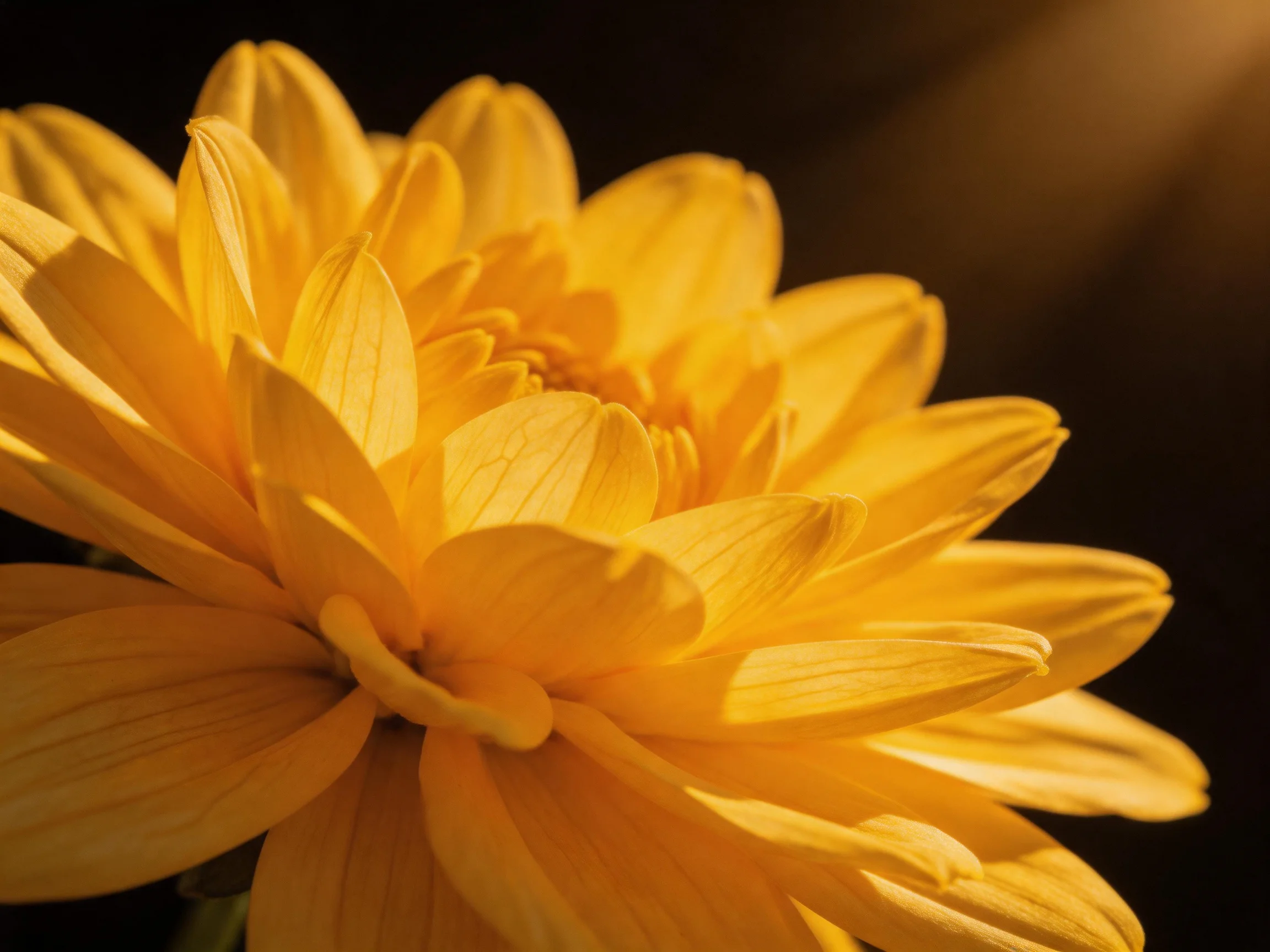 Close-up view of a vibrant yellow flower with layered petals