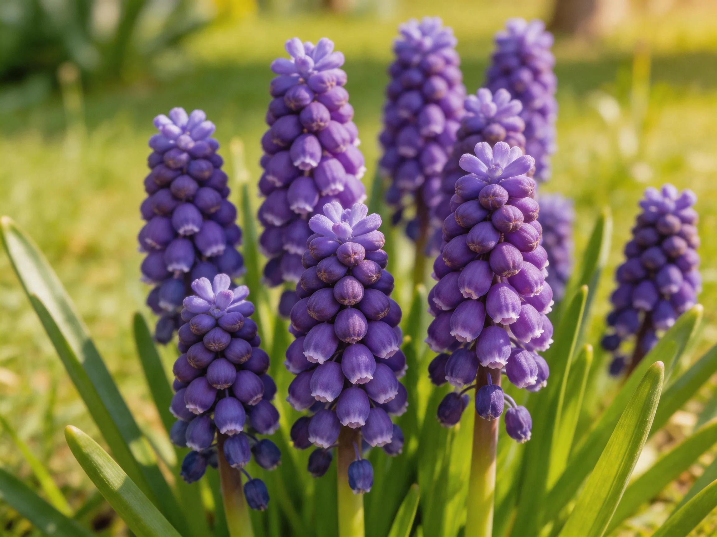 Vibrant purple flower clusters bloom amid lush greenery in a sunlit area.