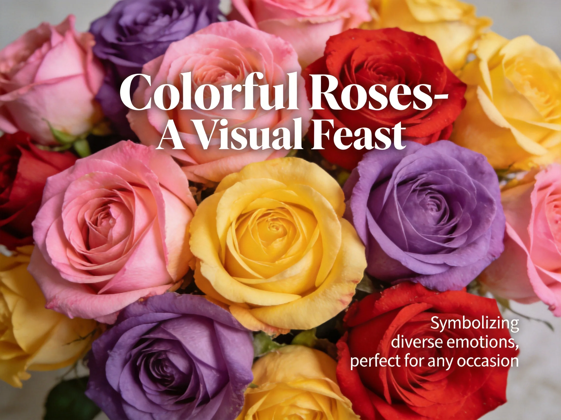Colorful Multicolored Rose Bouquet with Diverse Hues
