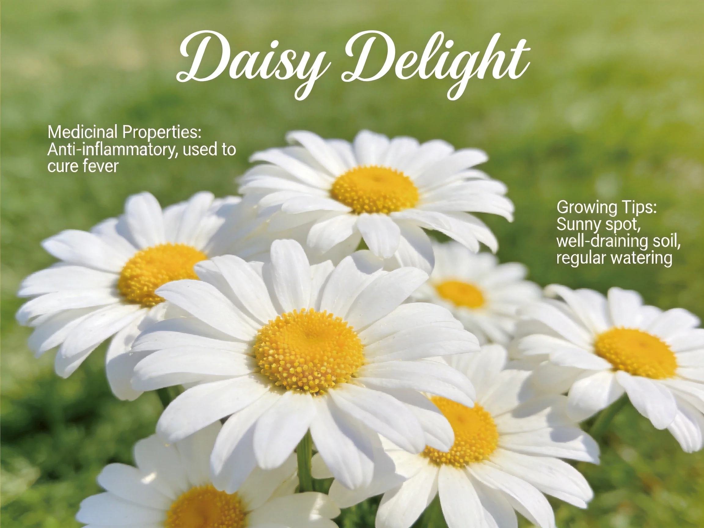 Daisy Delight: White daisies with yellow centers in a green landscape