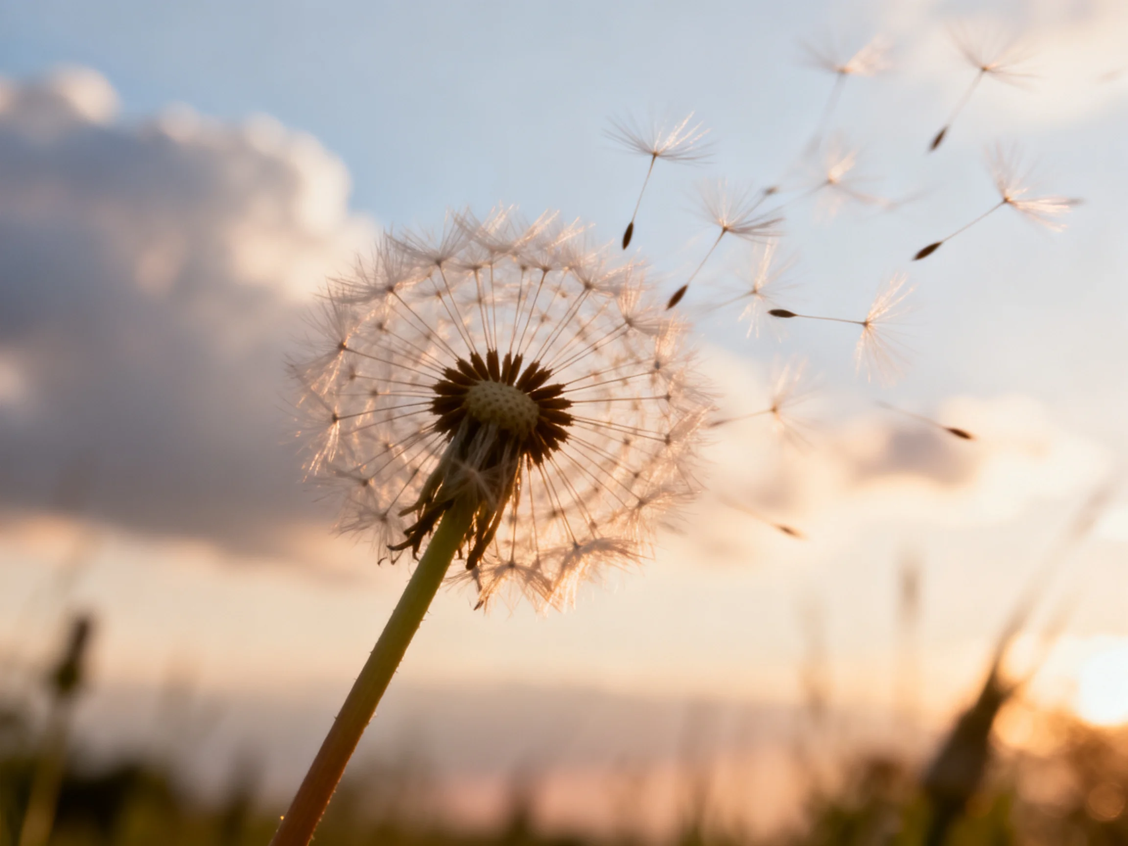 Dandelion seed head dispers