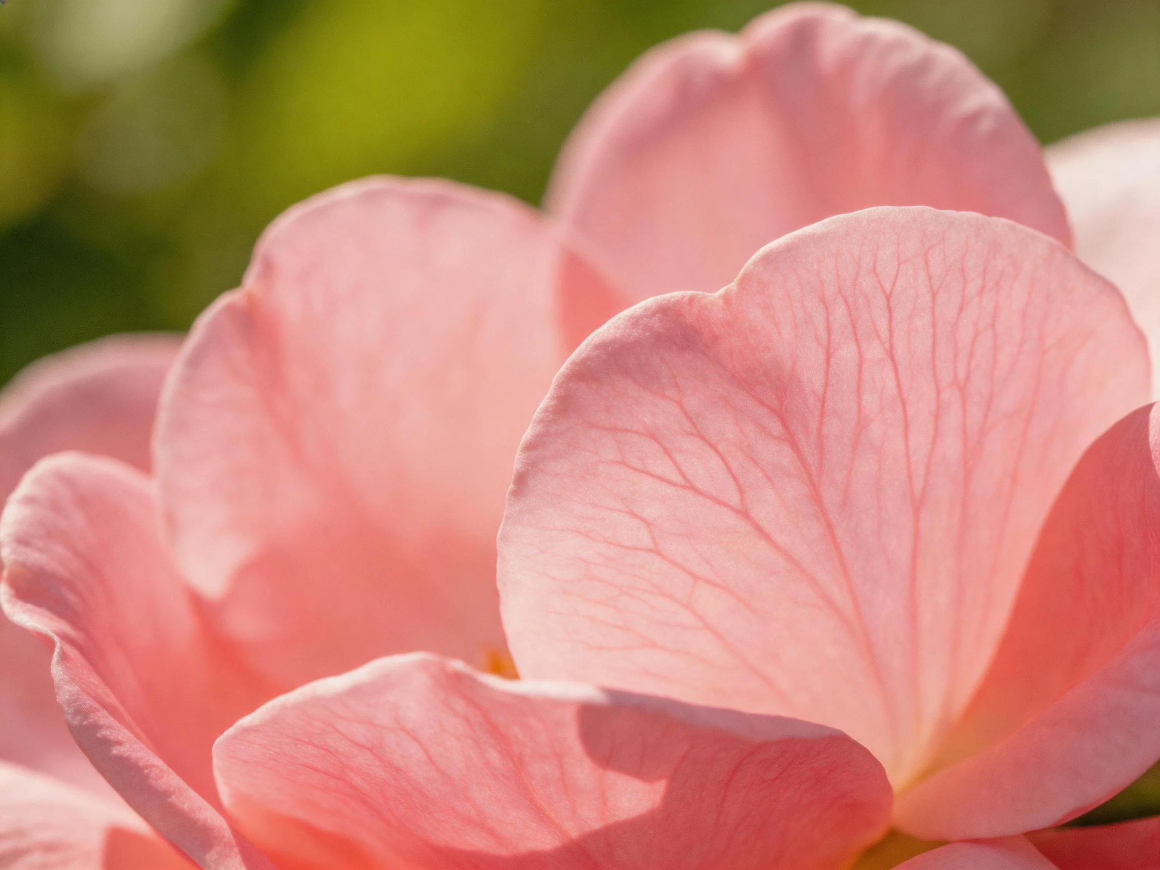 Delicate pink rose petals with prominent petal veins