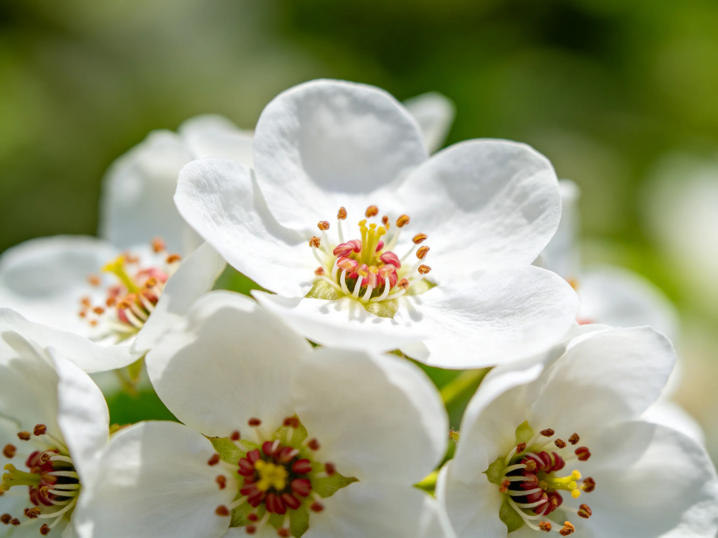 Delicate white flower cluster with vibrant floral centers