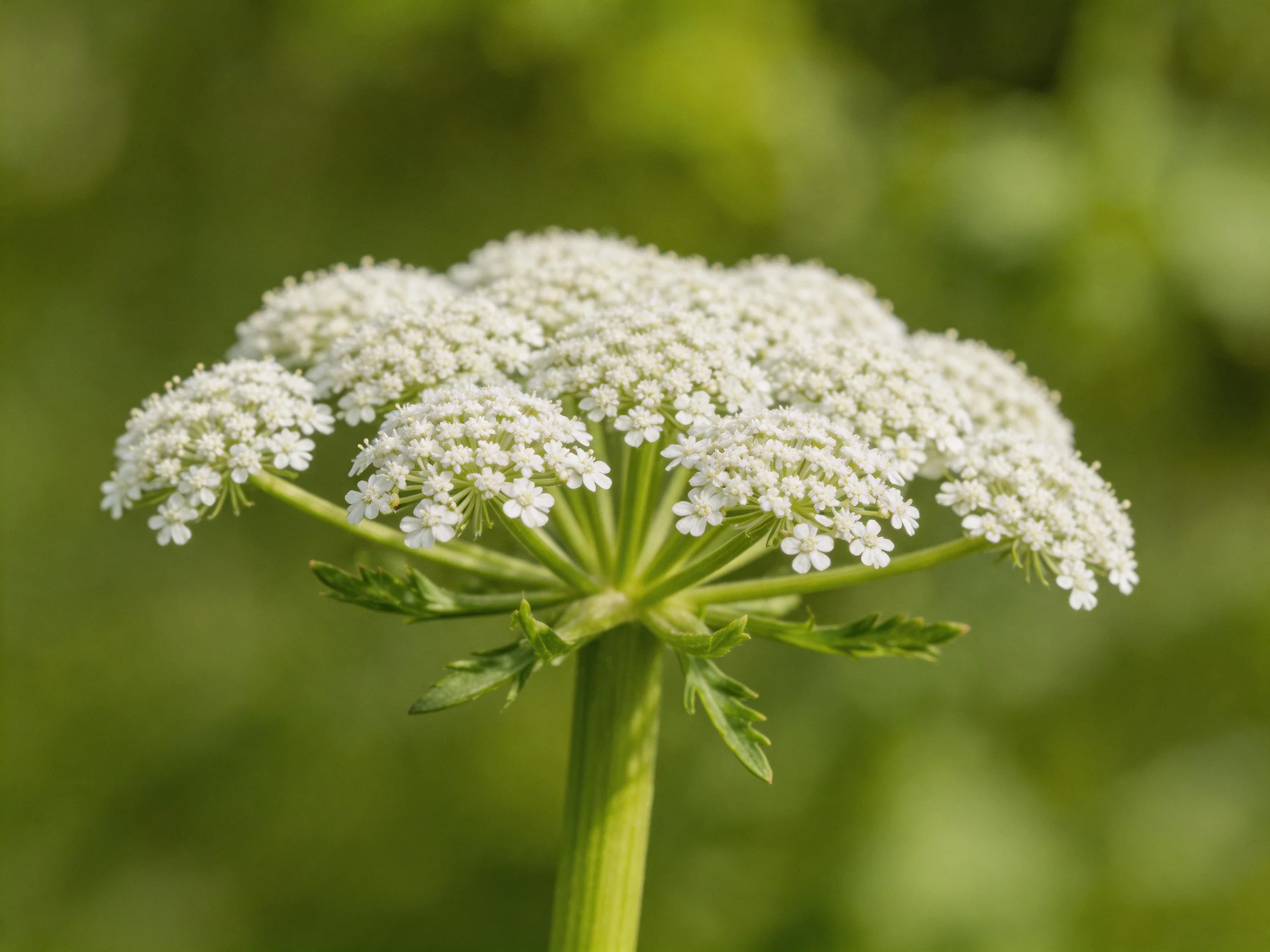 Delicate white flower clusters with vibrant green stems