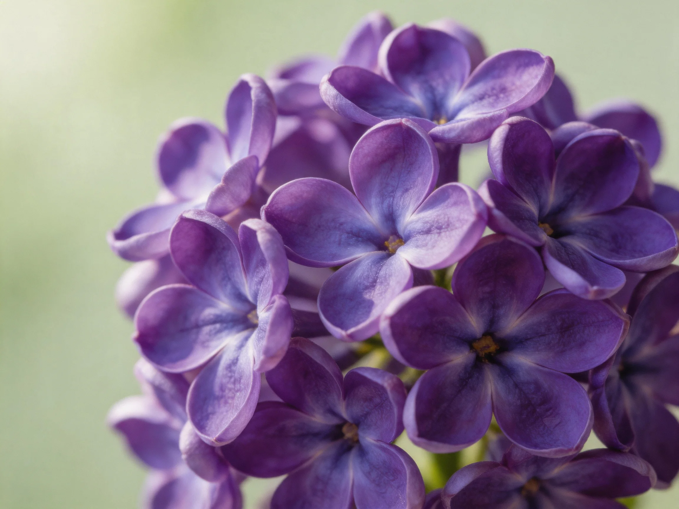 Dense cluster of purple lilac flowers with soft lighting