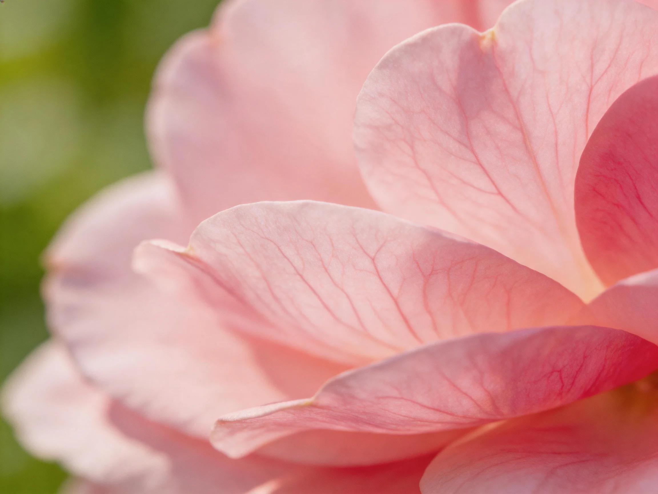 Multiple soft pink rose petals with prominent vein patterns