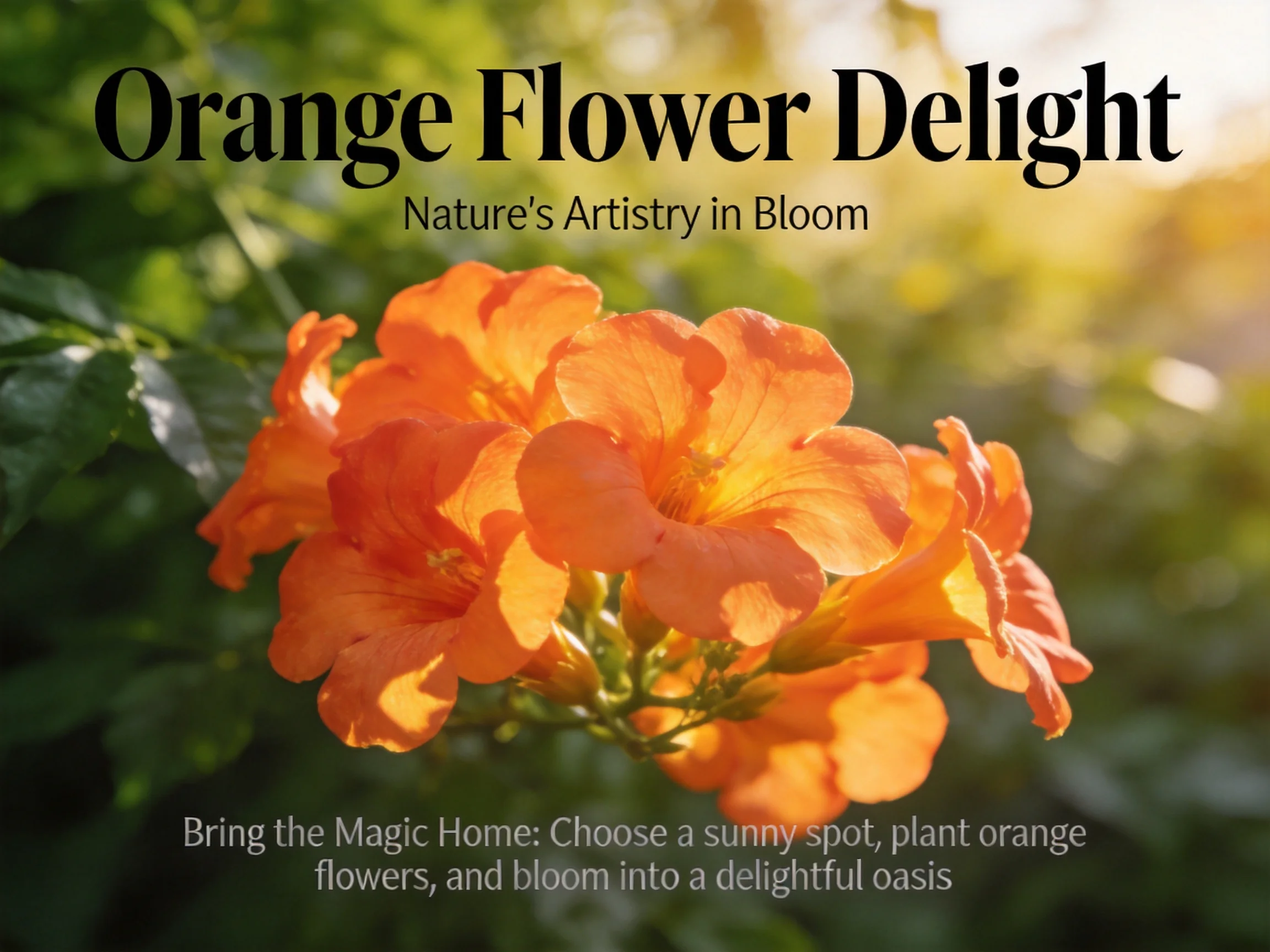 Orange flowers bloom vibrantly amid lush green foliage