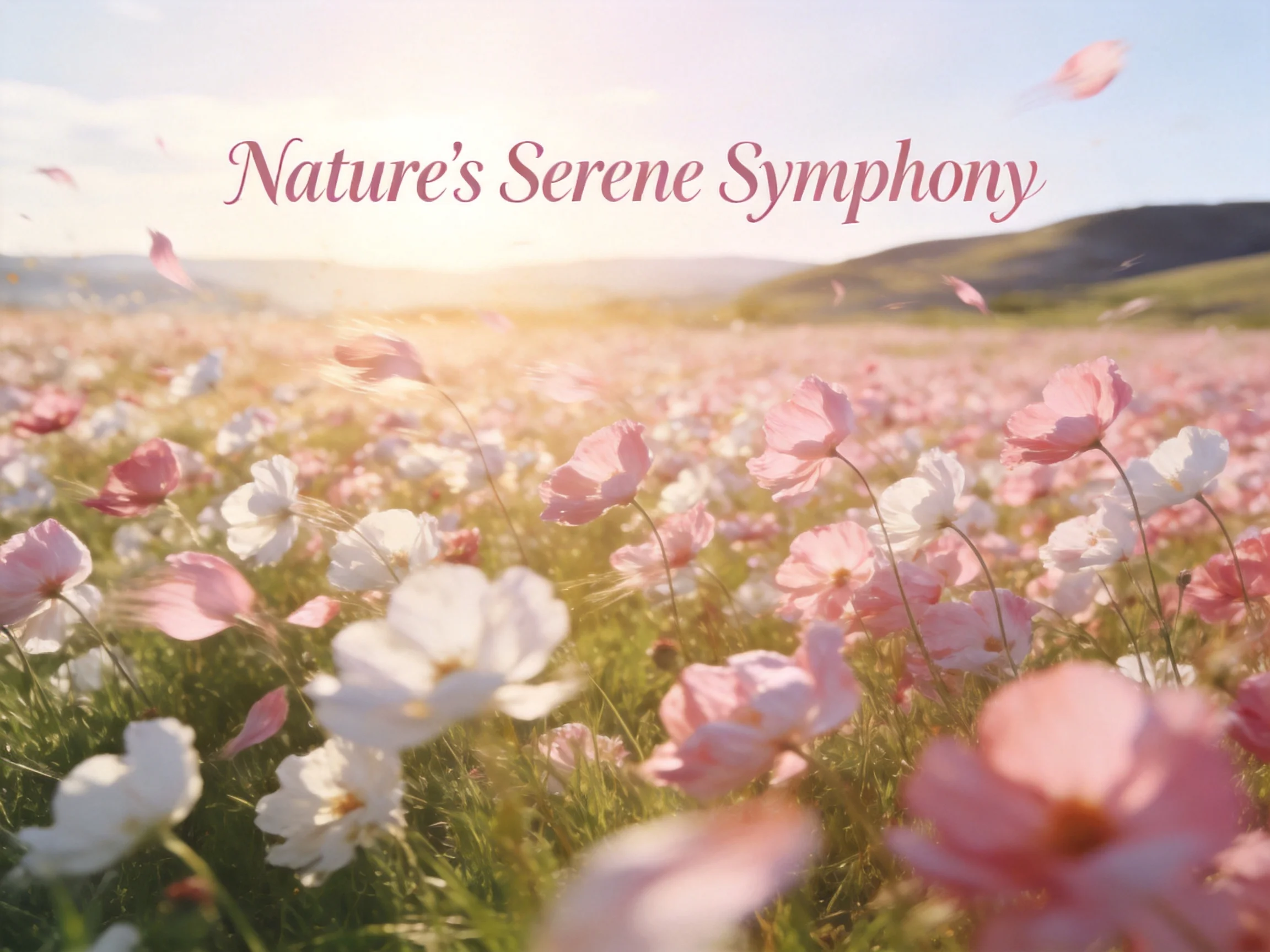 Pink and White Flower Field in a Sunny Serene Setting