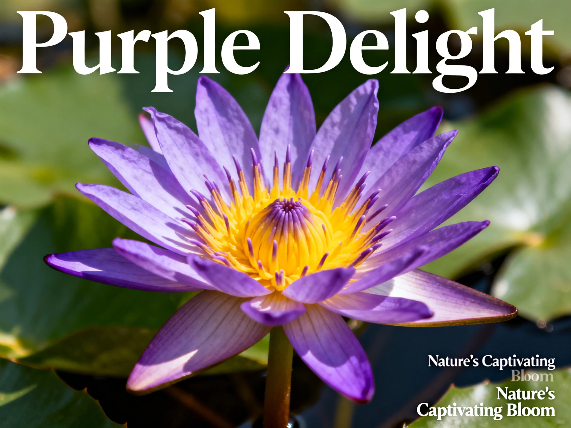 Purple Water Lily with Golden Yellow Center