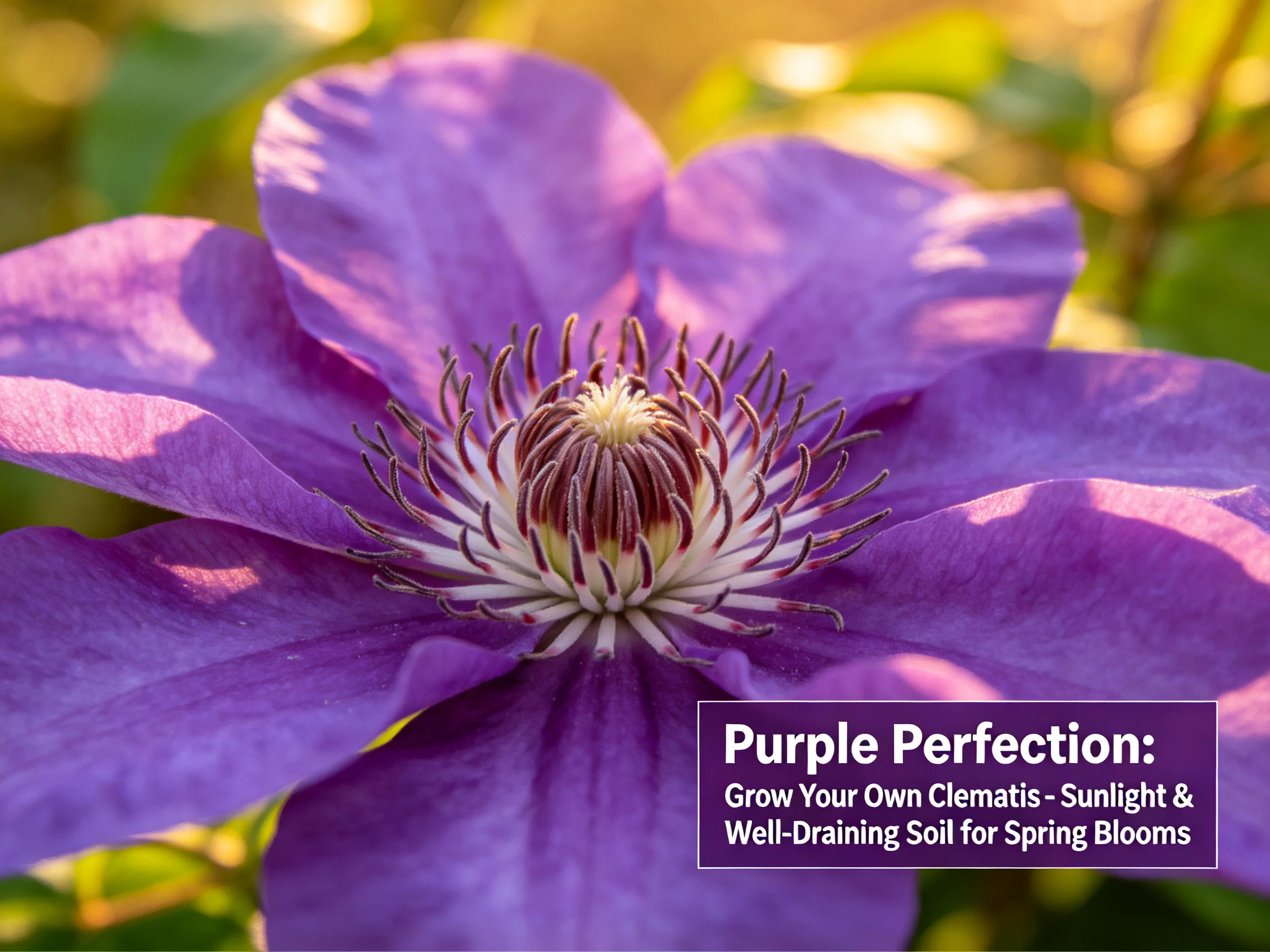 Rich Purple Clematis Bloom with Textured Petals