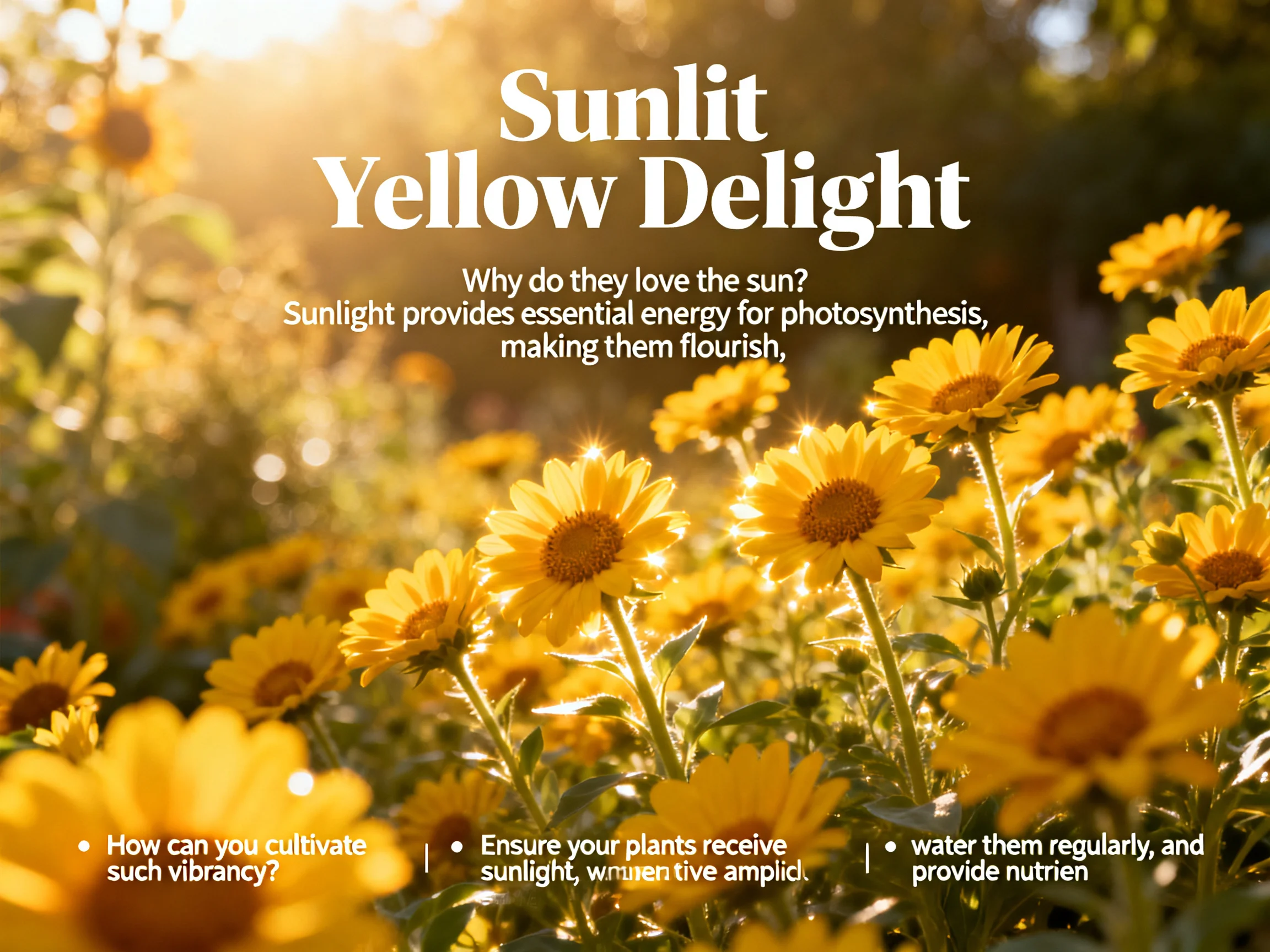 Sunlit Yellow Flower Field with Golden Blooms