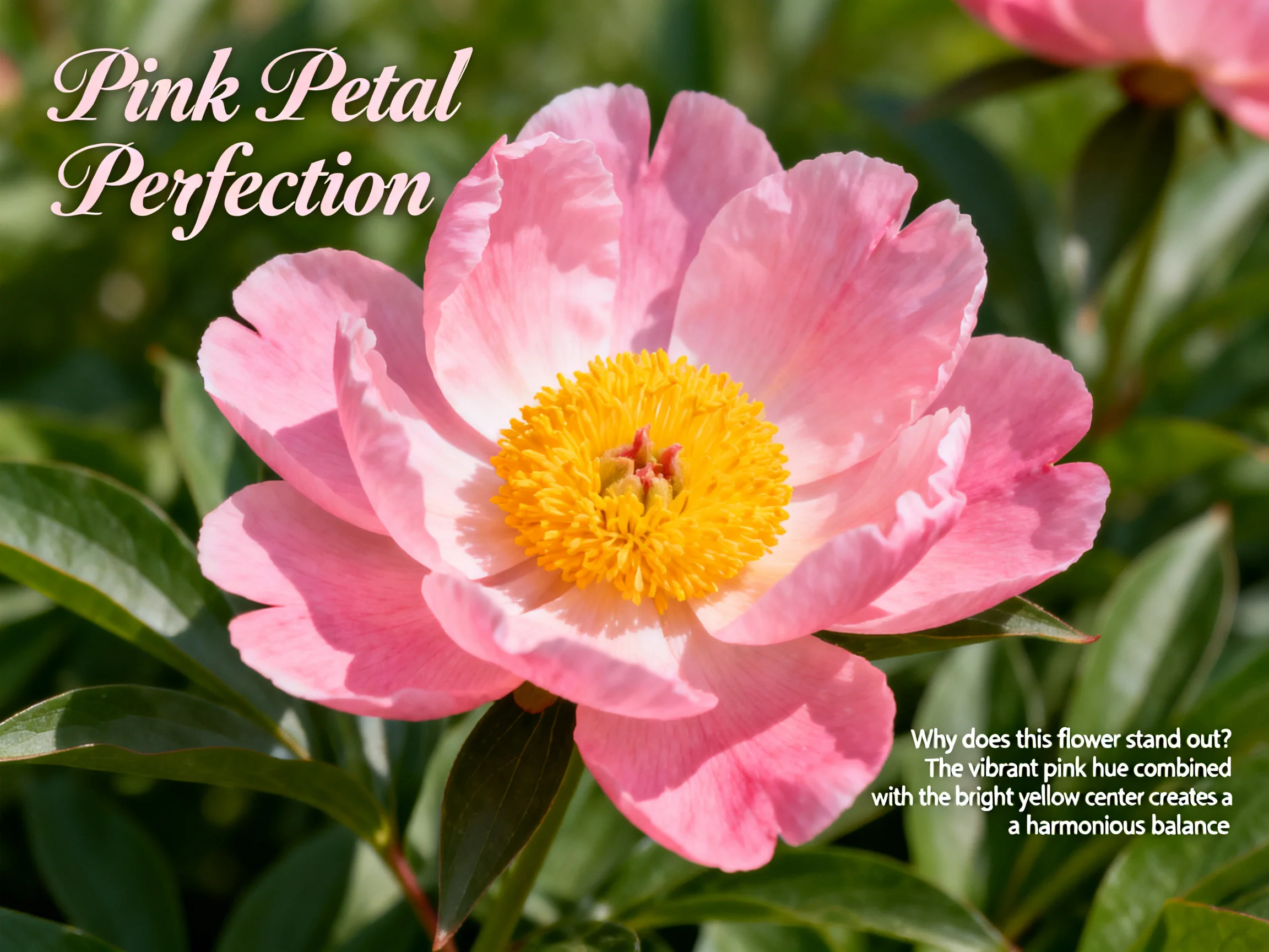 Vibrant Pink Peony with Bright Yellow Center