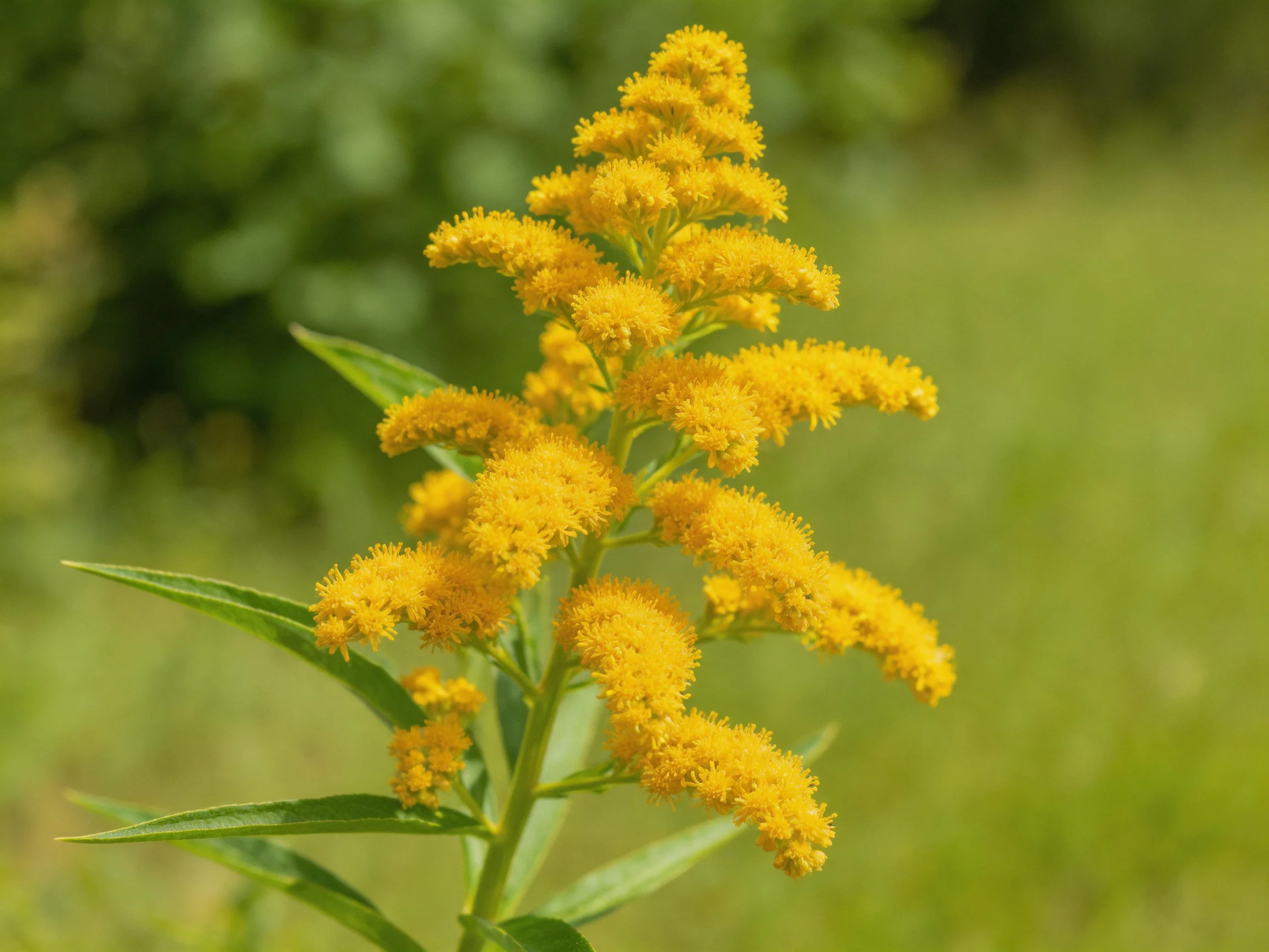Vibrant goldenrod blooms with numerous clustered yellow flowers