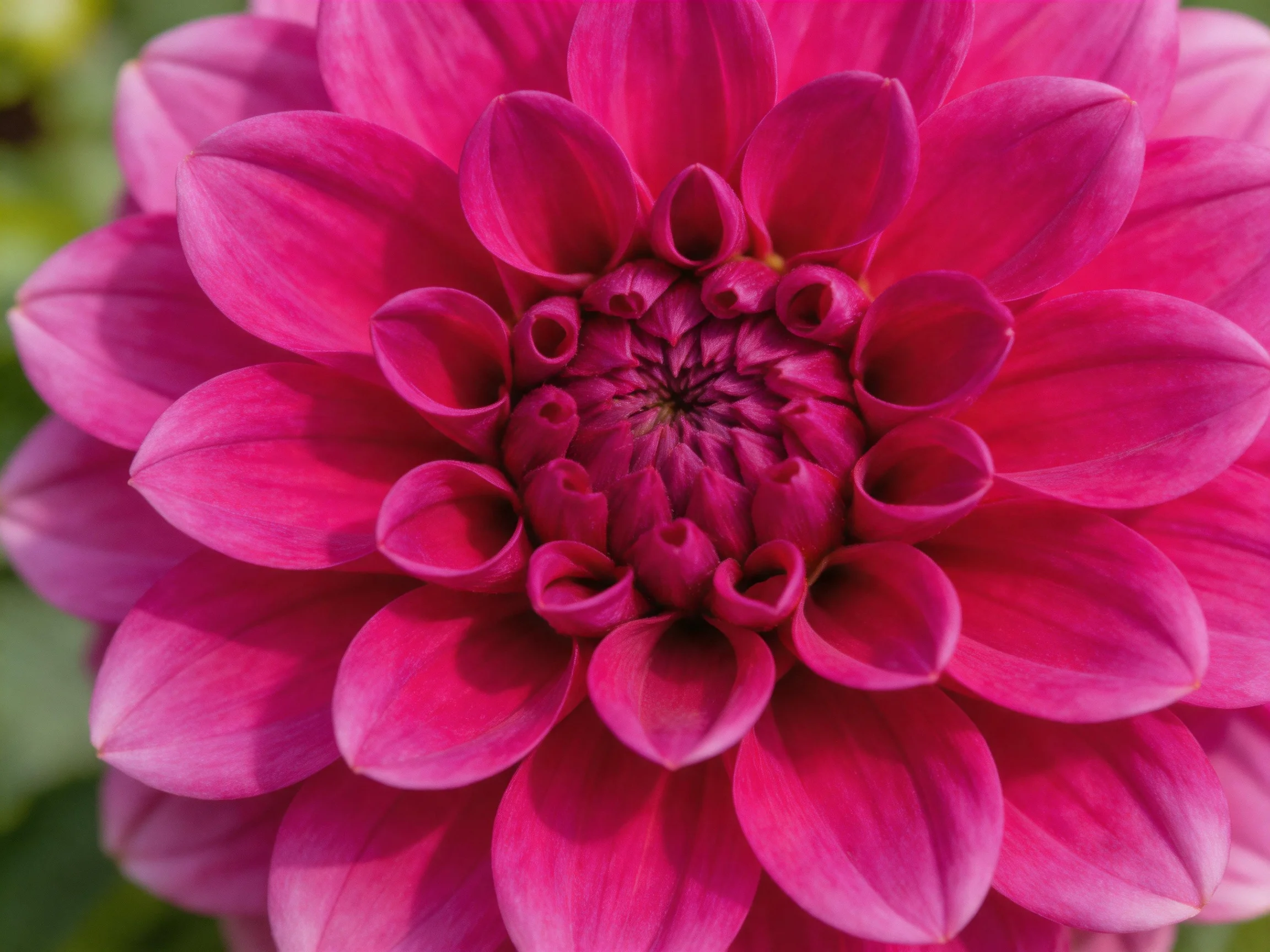 Vibrant magenta dahlia with layered curved petals