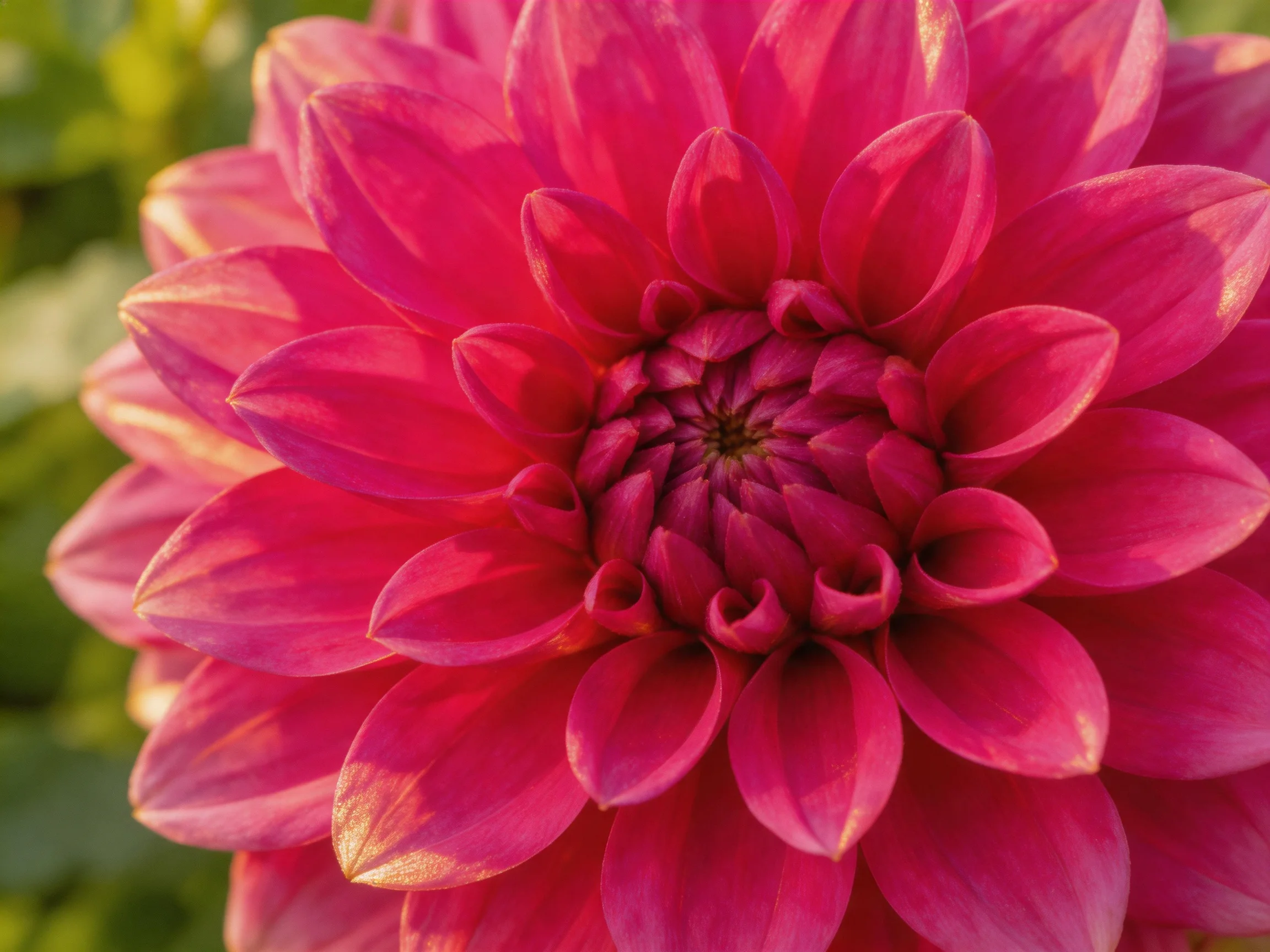 Vibrant magenta dahlia with layered, glossy petals