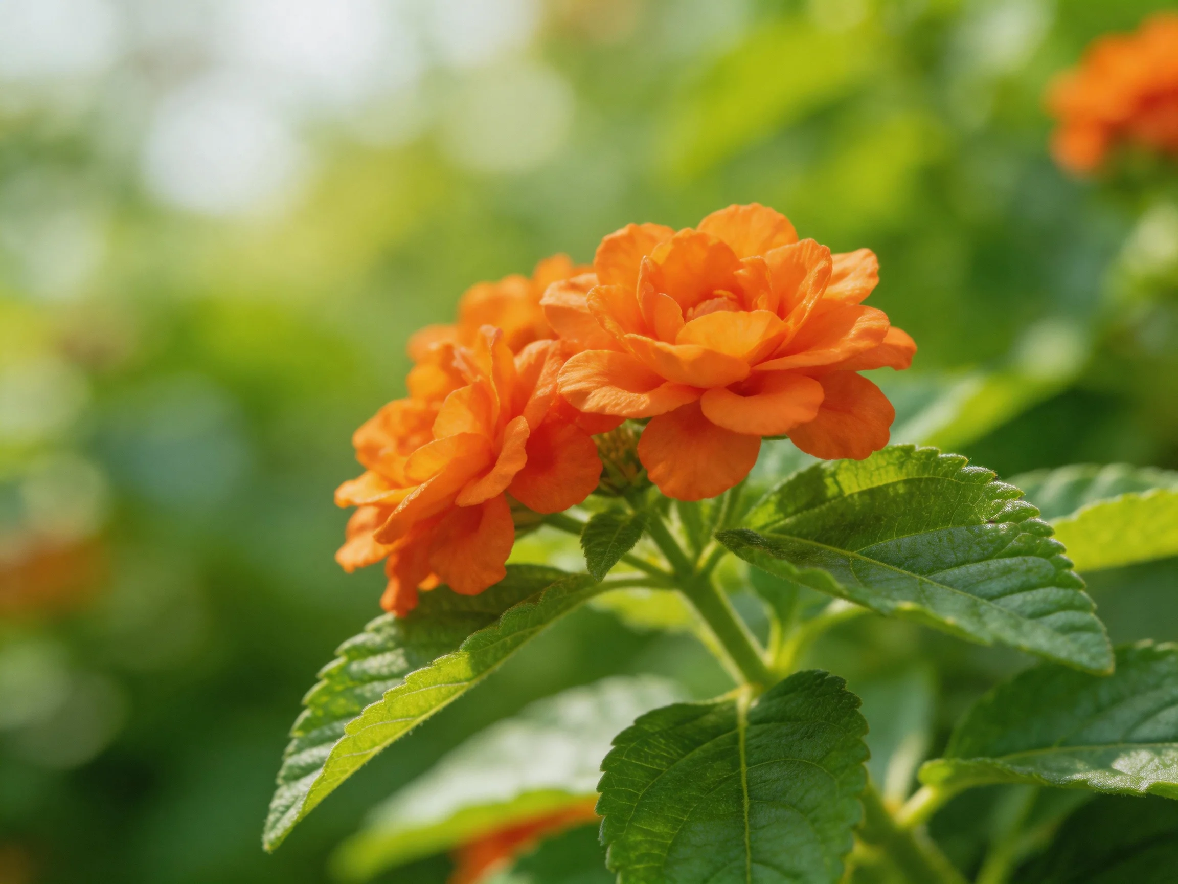 Vibrant orange blooms with lush green foliage