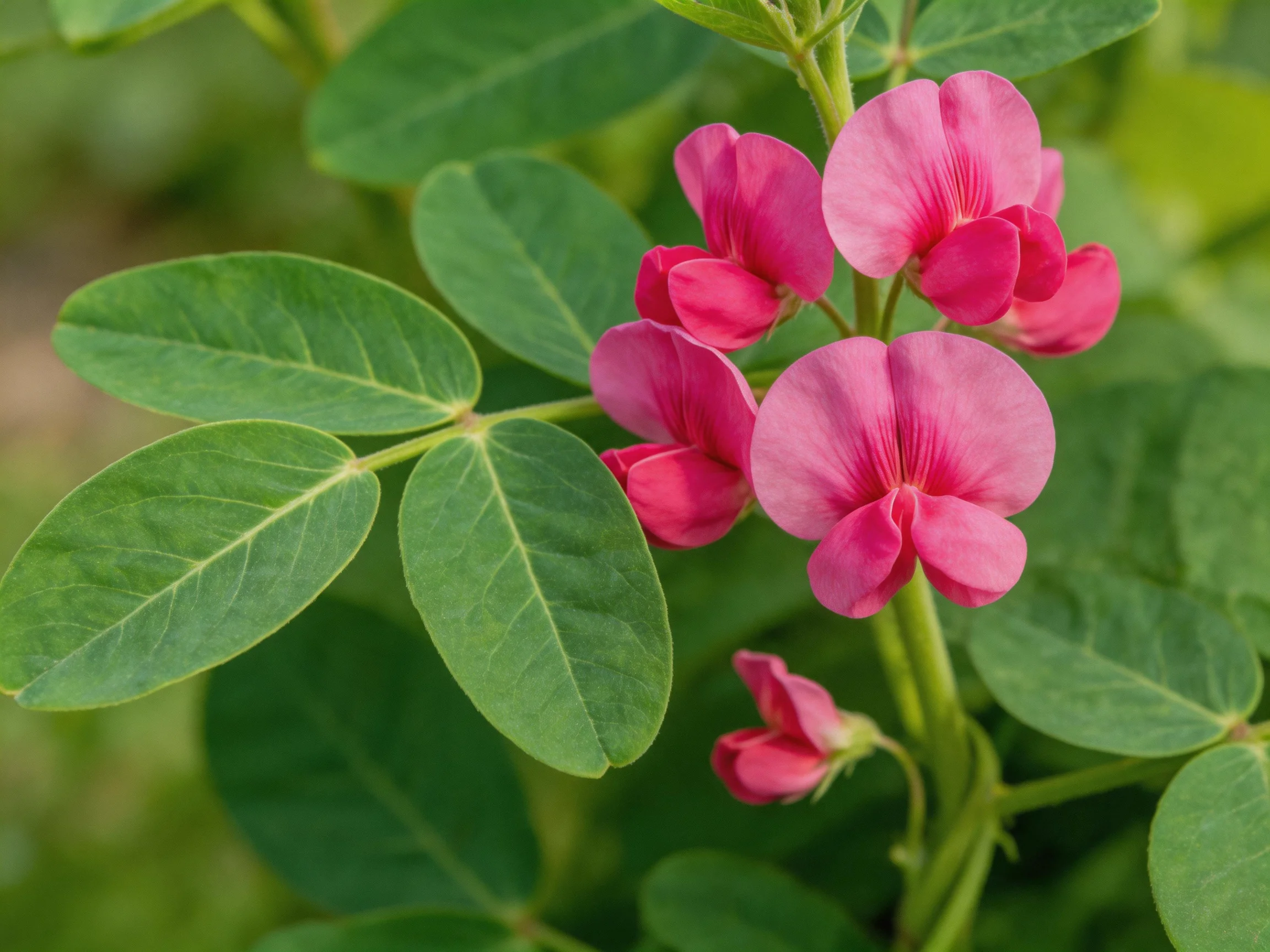 Vibrant pink flowers bloom amid lush green foliage