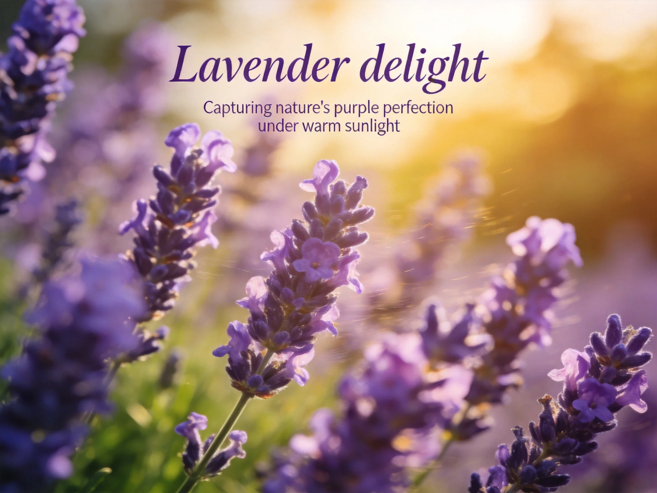 Vibrant purple lavender flowers bask in warm sunlight