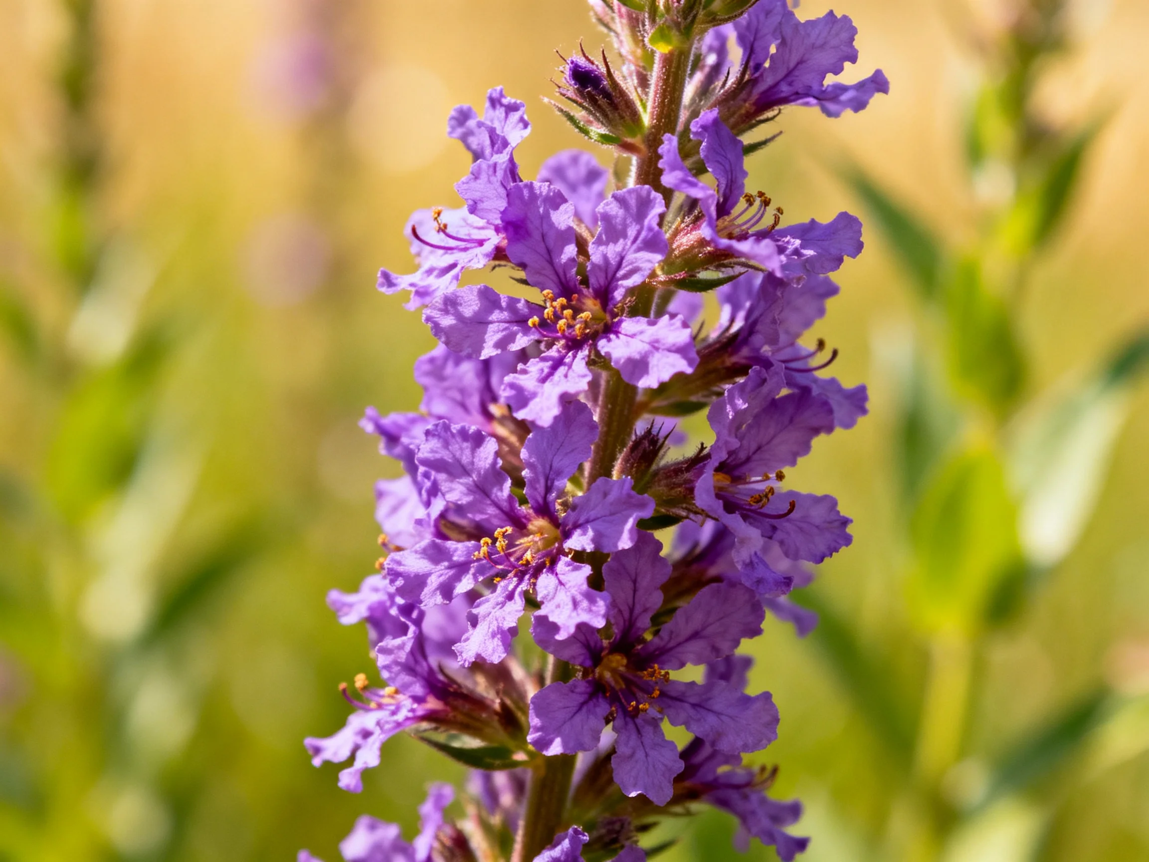Vibrant purple wildflower spike blooms with ruffled petals