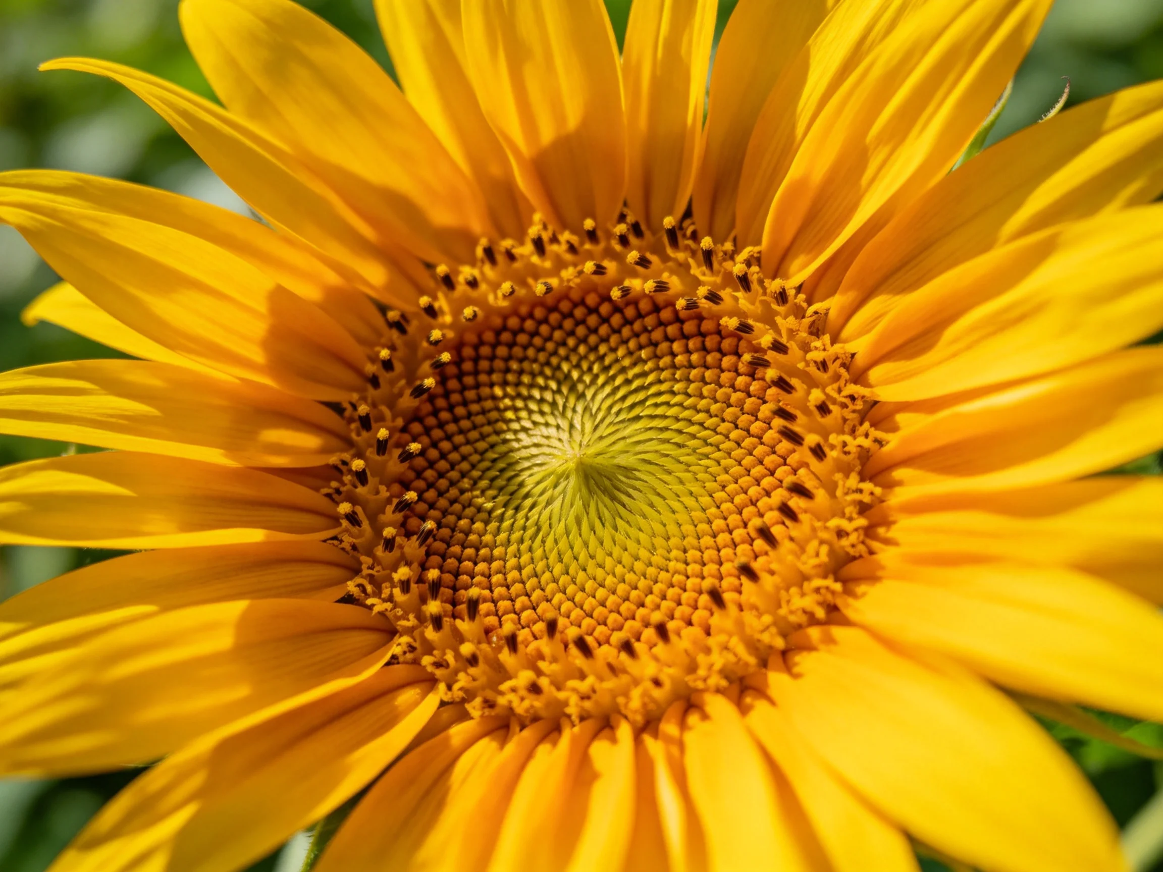 Vibrant sunflower with golden petals and detailed seed center