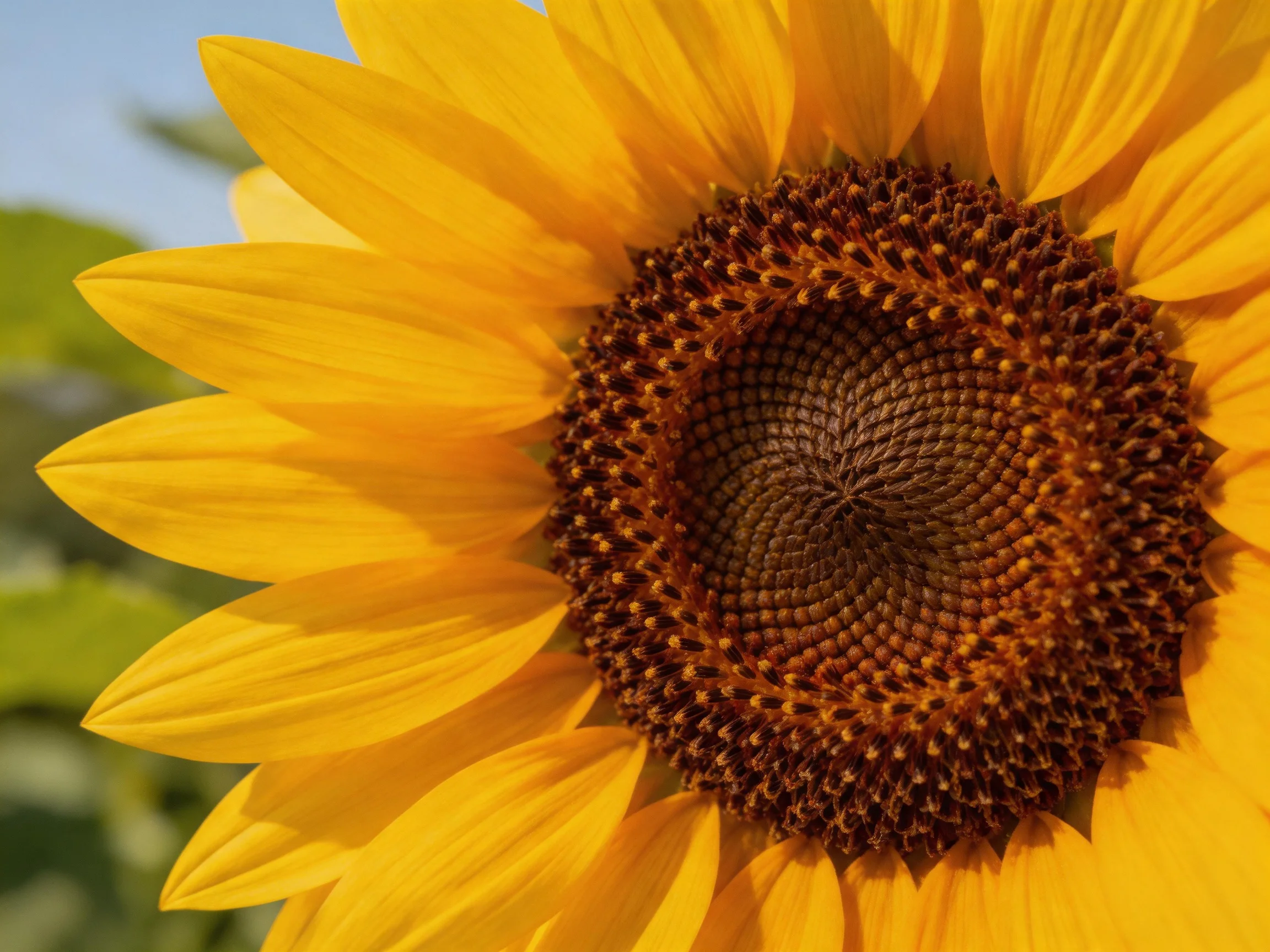 Vibrant sunflower with golden petals and textured brown center