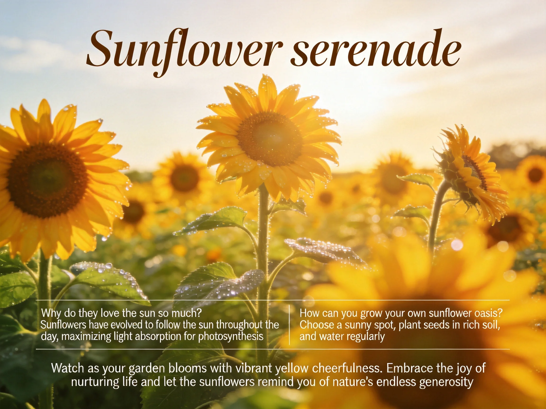 Vibrant yellow sunflowers in a sunlit field