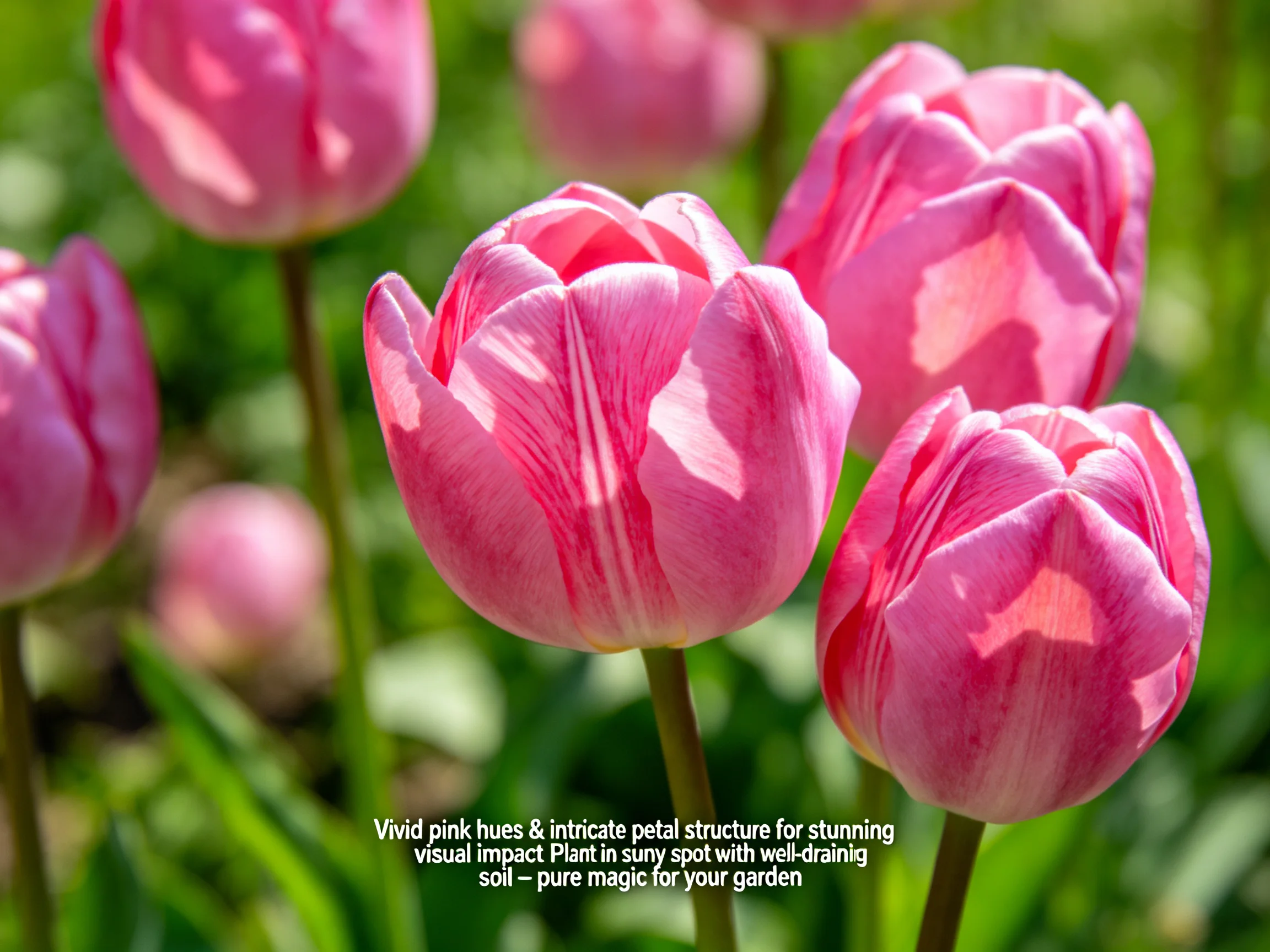 Vivid pink tulips with intricate petal details