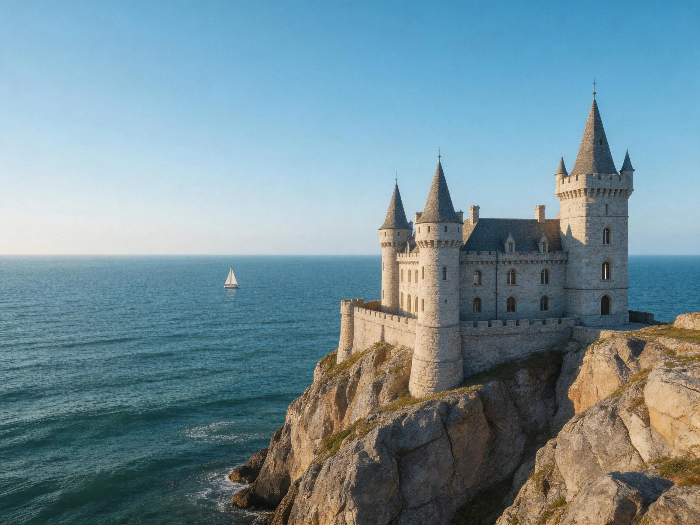 A Medieval Stone Castle Perched on a Rocky Coastal Cliff
