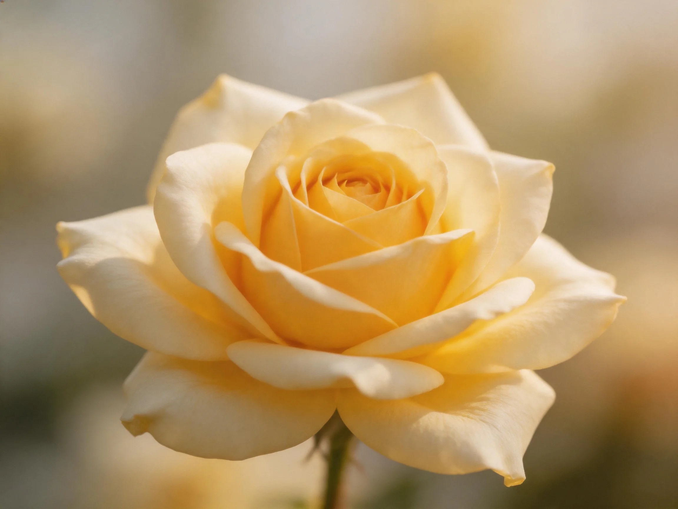 A close - up of a soft yellow rose with layered petals