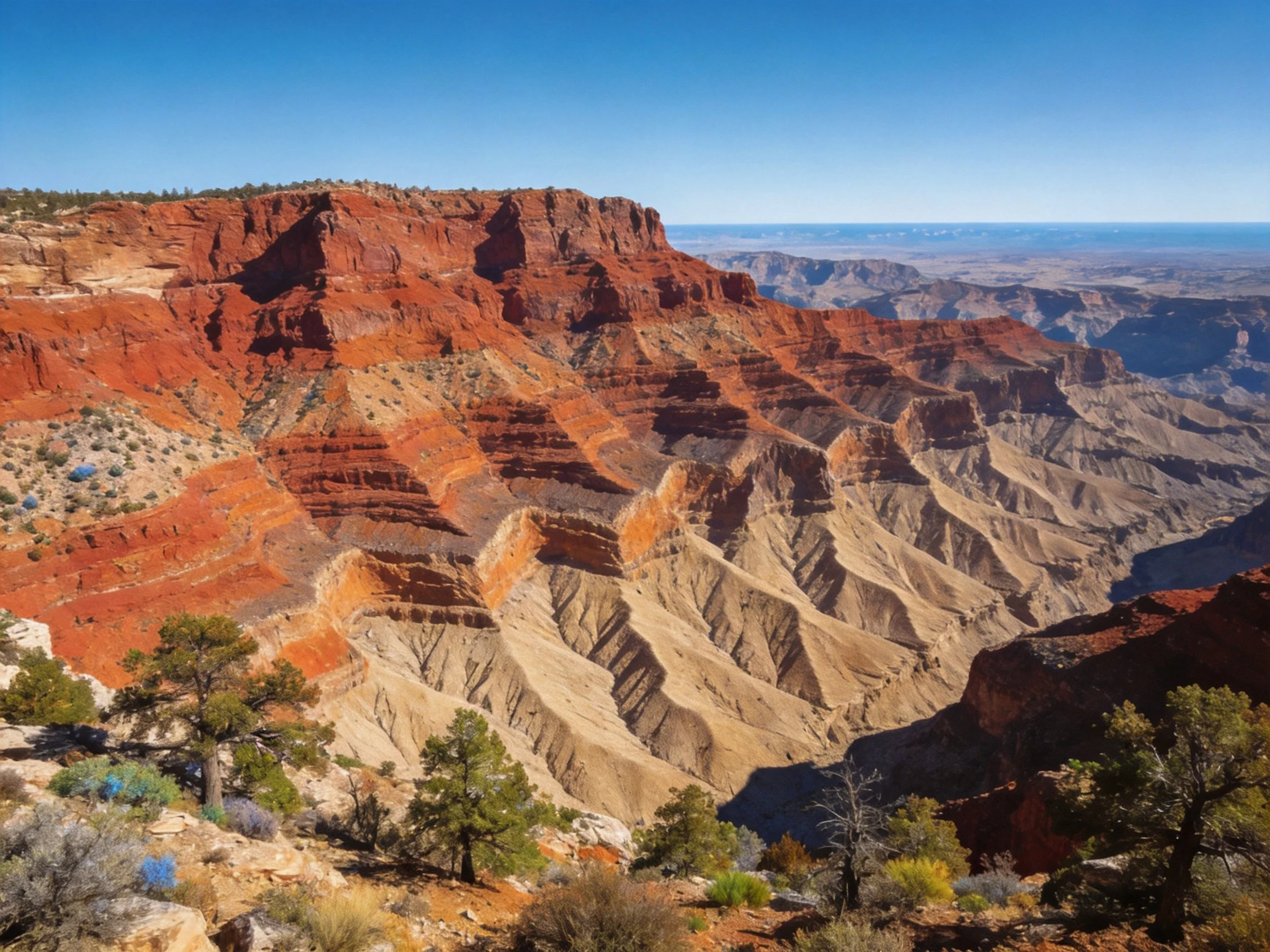 Colorful Layered Cliffs in a Desert Canyon