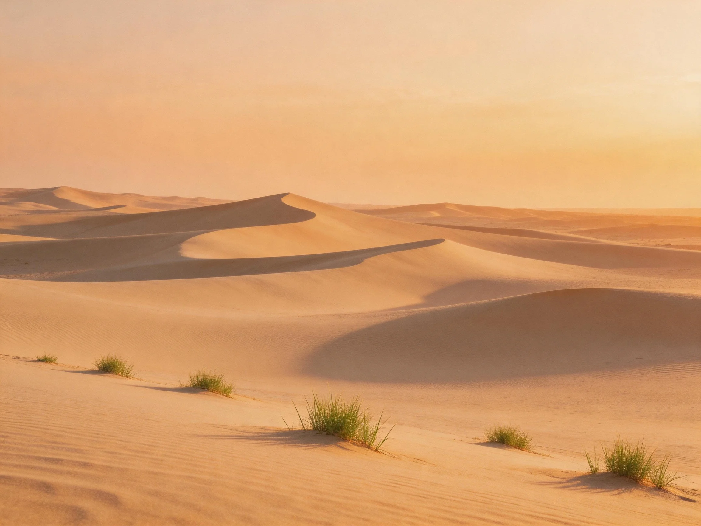 Golden Sand Dunes with Sparse Green Vegetation