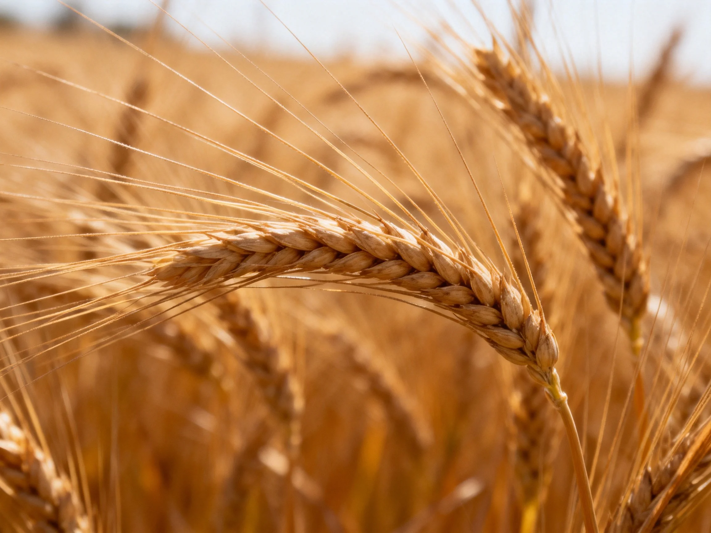 Golden Wheat Stalks Basking in Warm Sunlight