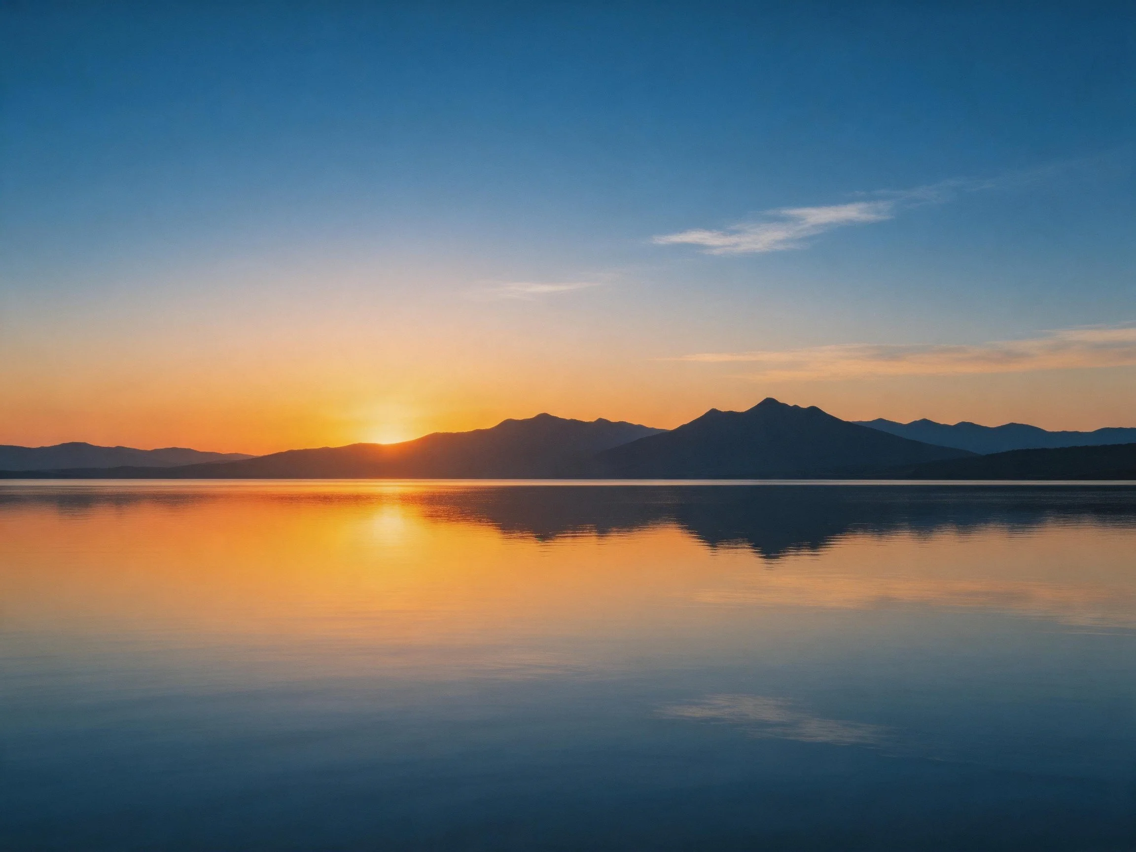 Golden sunset reflecting over mountain lake waters