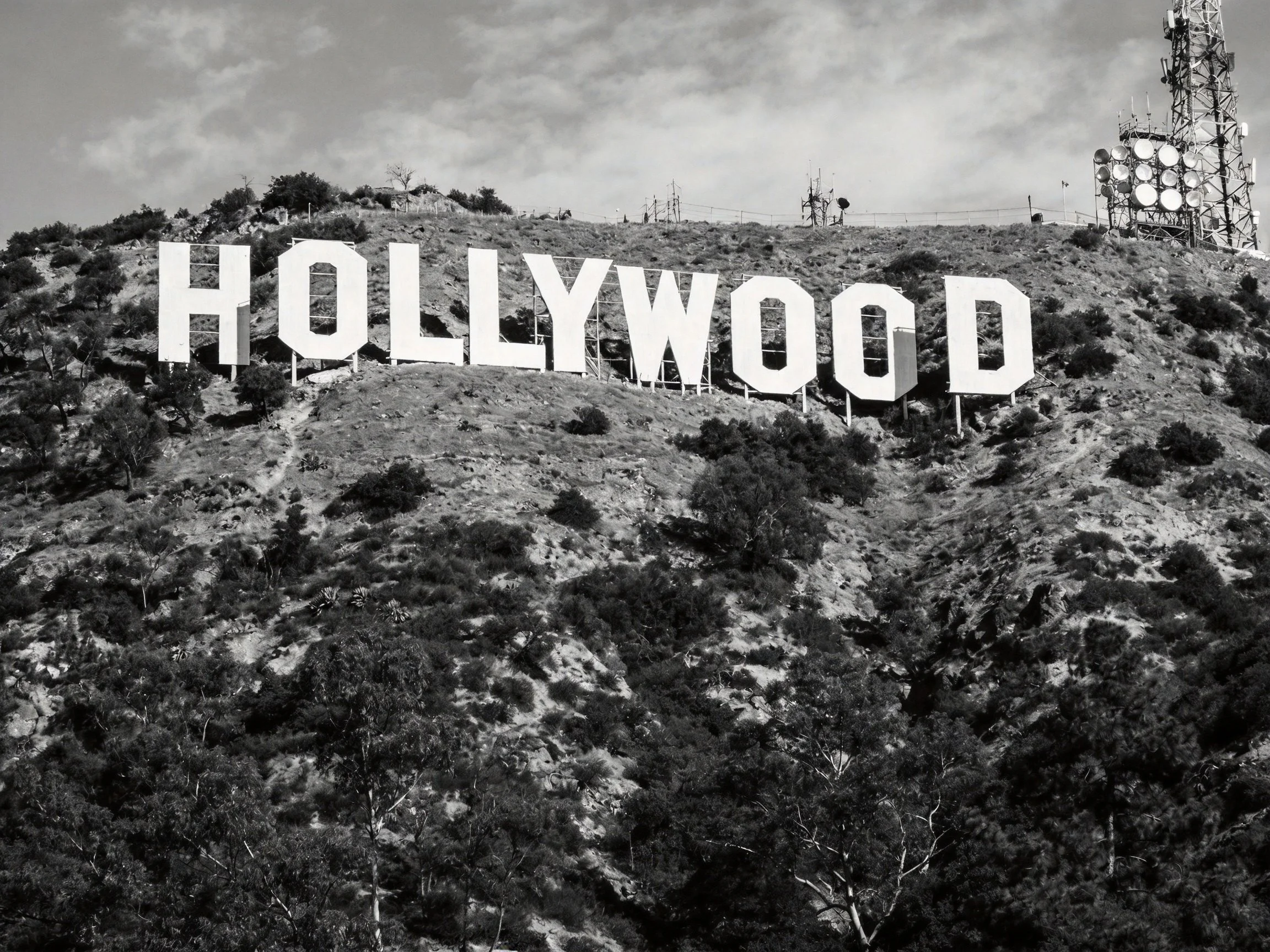 Iconic Hollywood Sign on Rugged Hillside Terrain