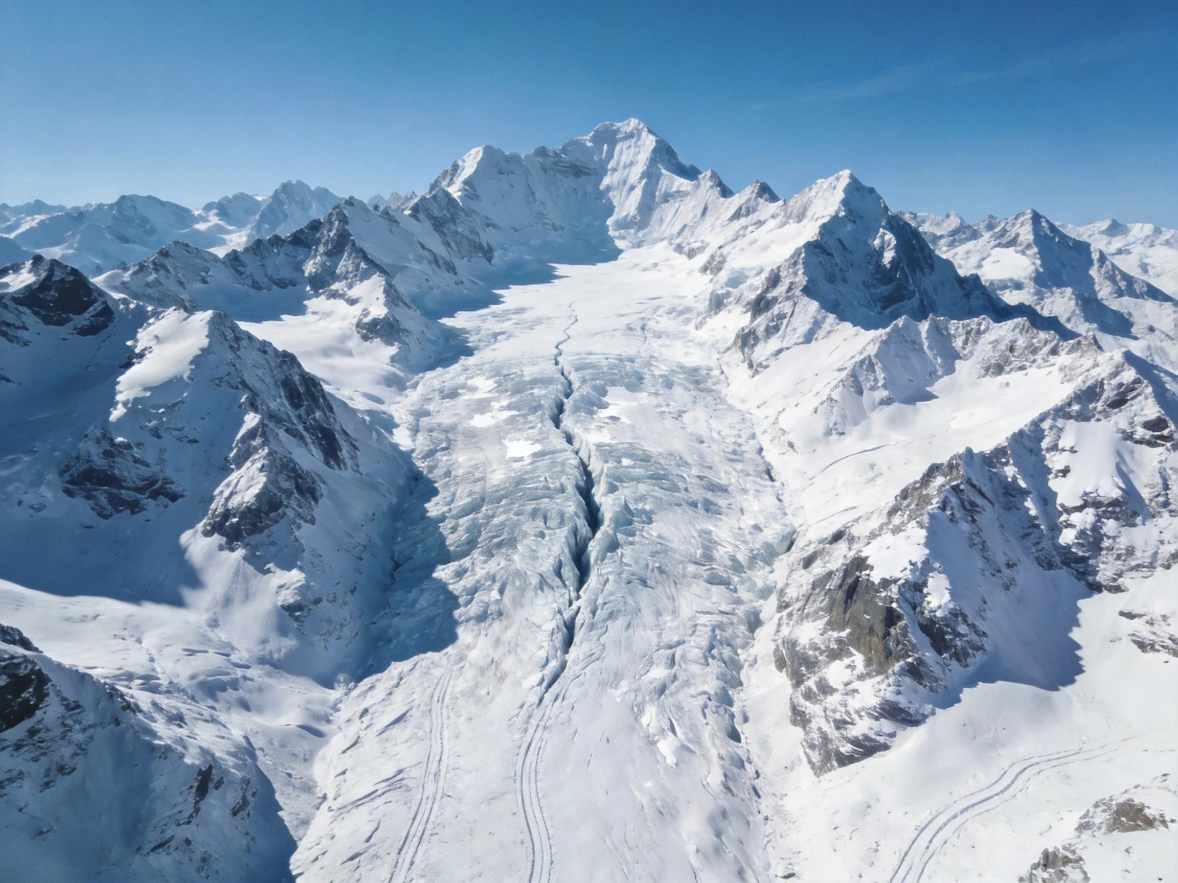 Snow-Covered Alpine Peaks with Extensive Glaciers