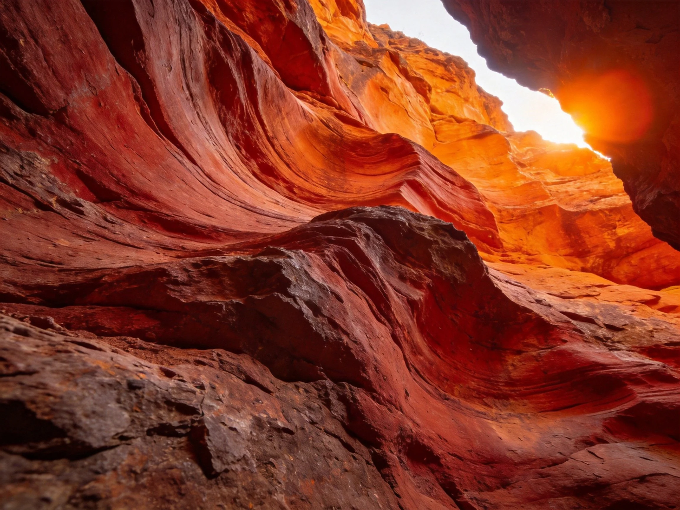 Vibrant Red Rock Formations Illuminated by Sunlight