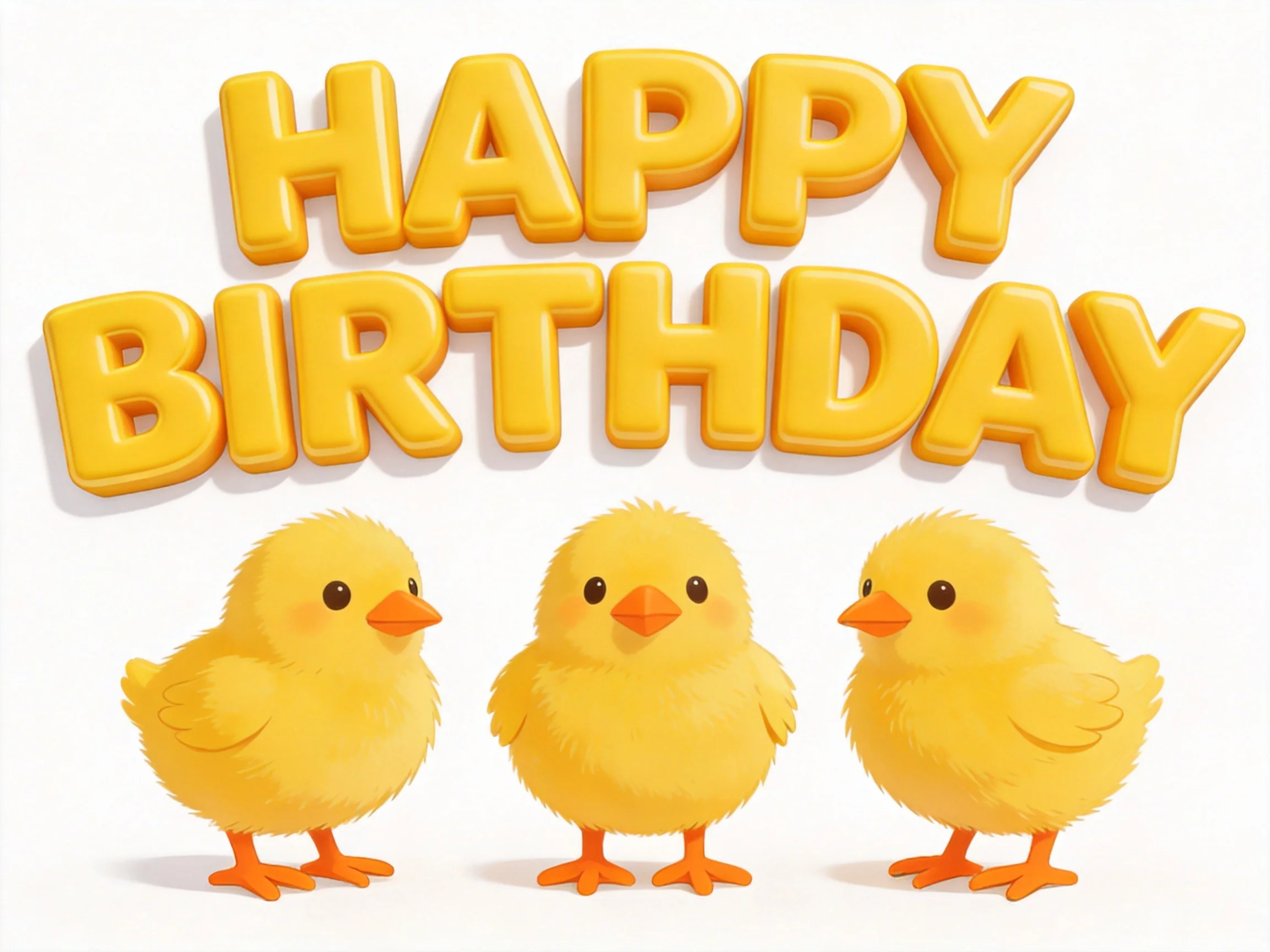 Yellow HAPPY BIRTHDAY letters and three cartoon chicks