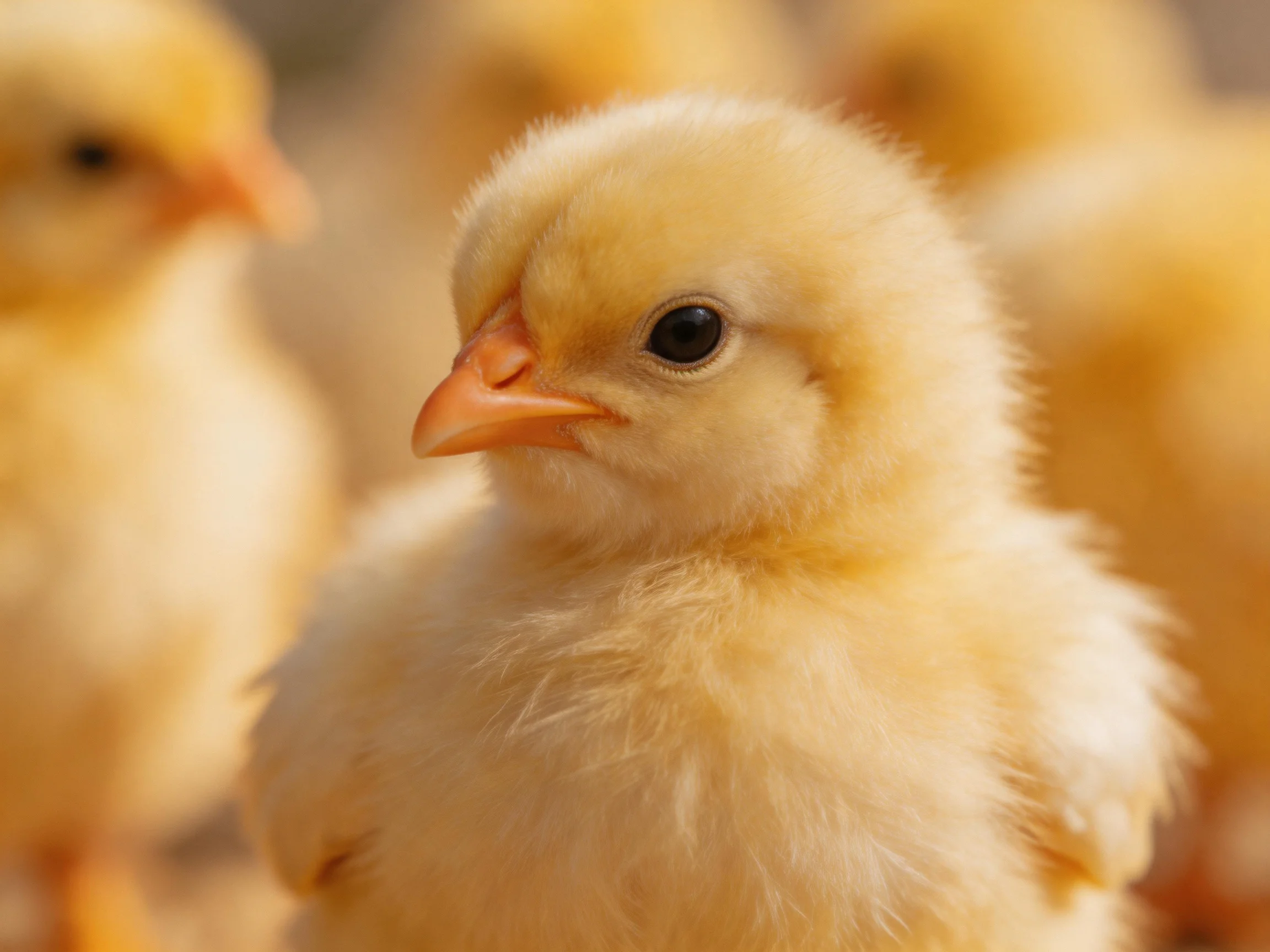 Yellow chicks with soft downy feathers clustered closely