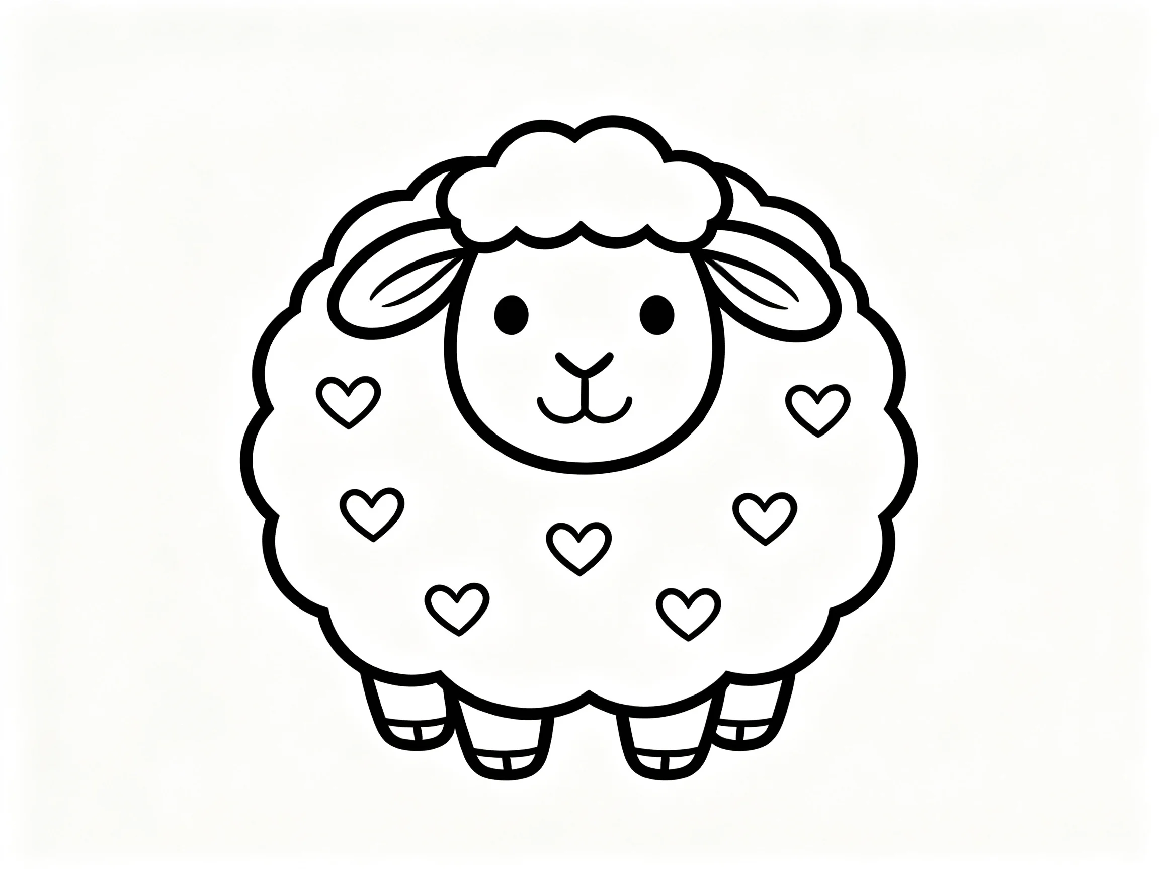 A cartoon sheep with heart patterns on fluffy wool