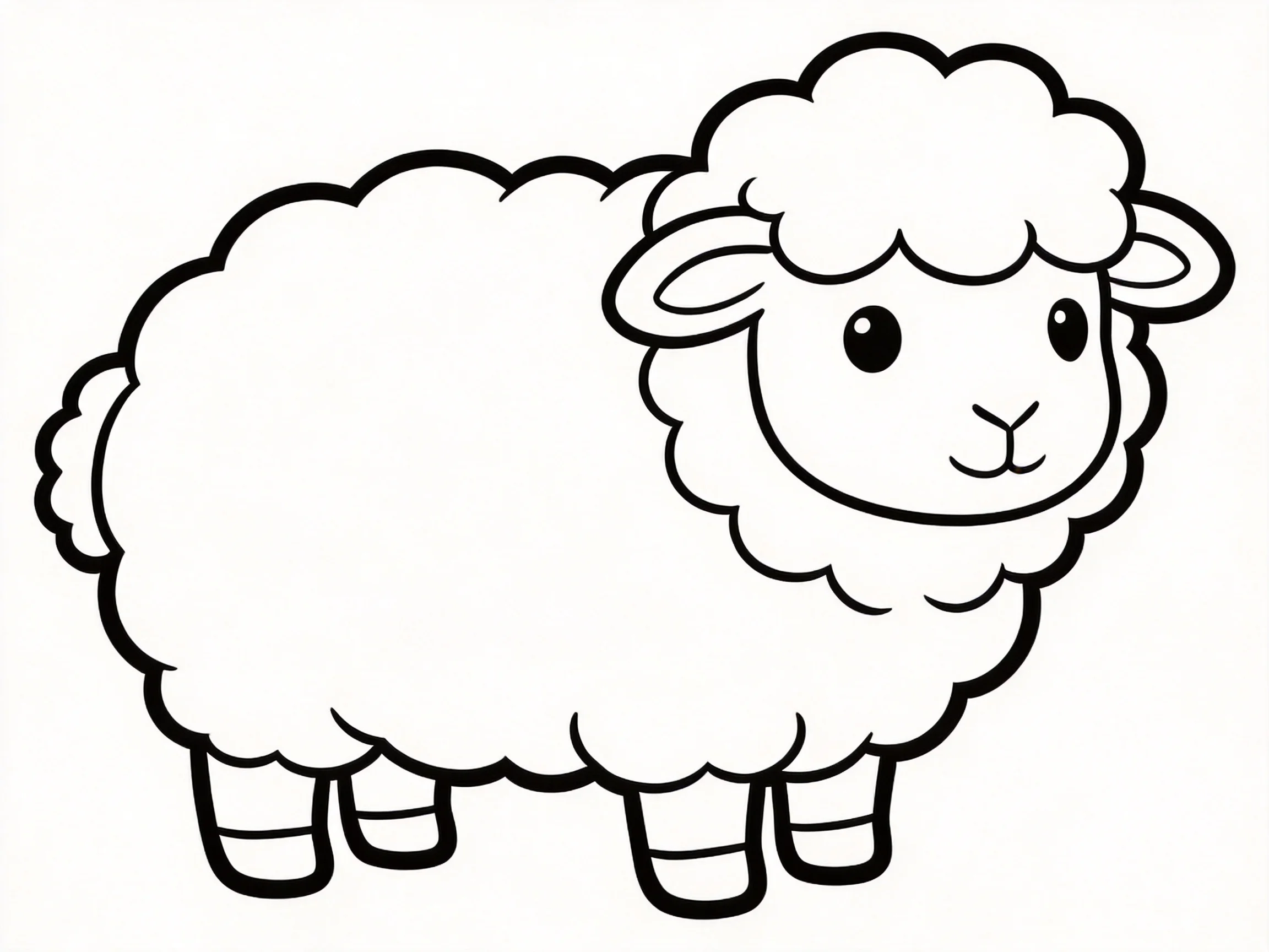 A cartoon sheep with fluffy wool shown in a simple outline style.