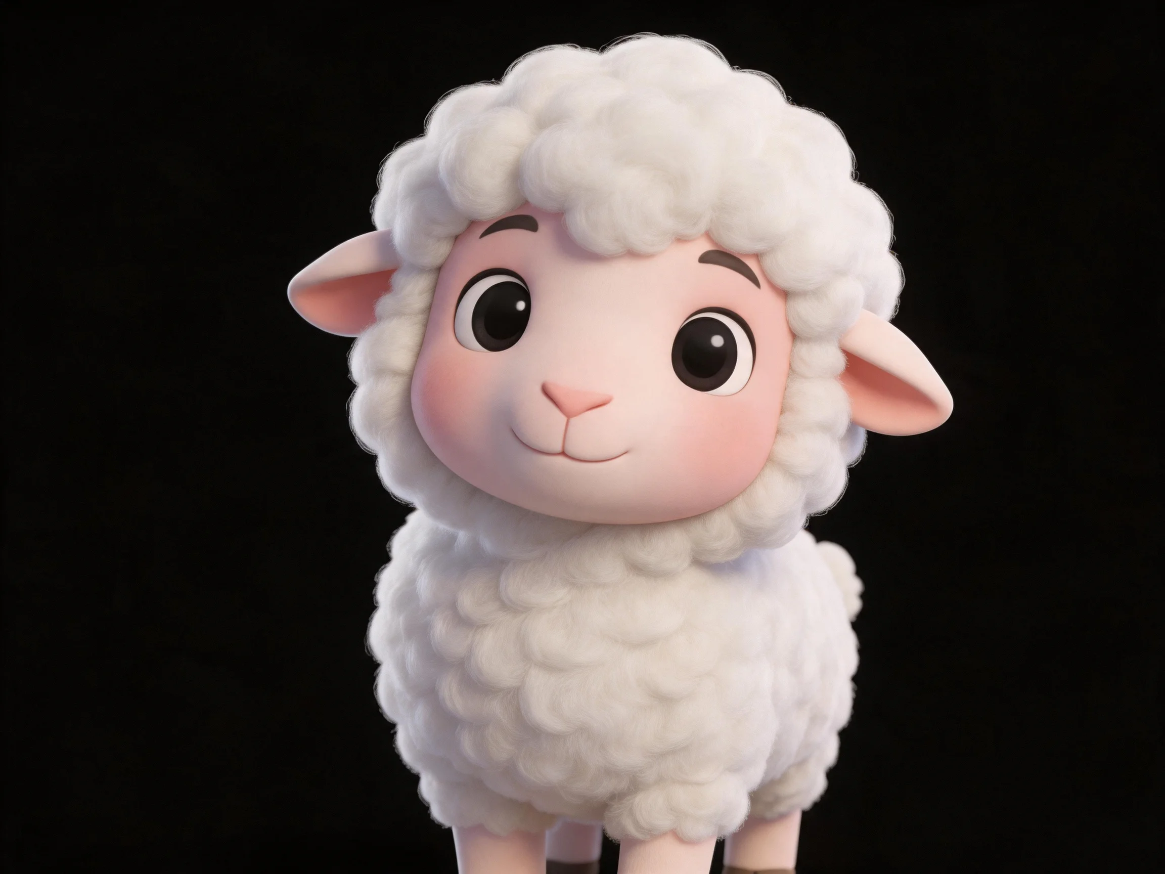 A cheerful cartoon sheep with fluffy white wool