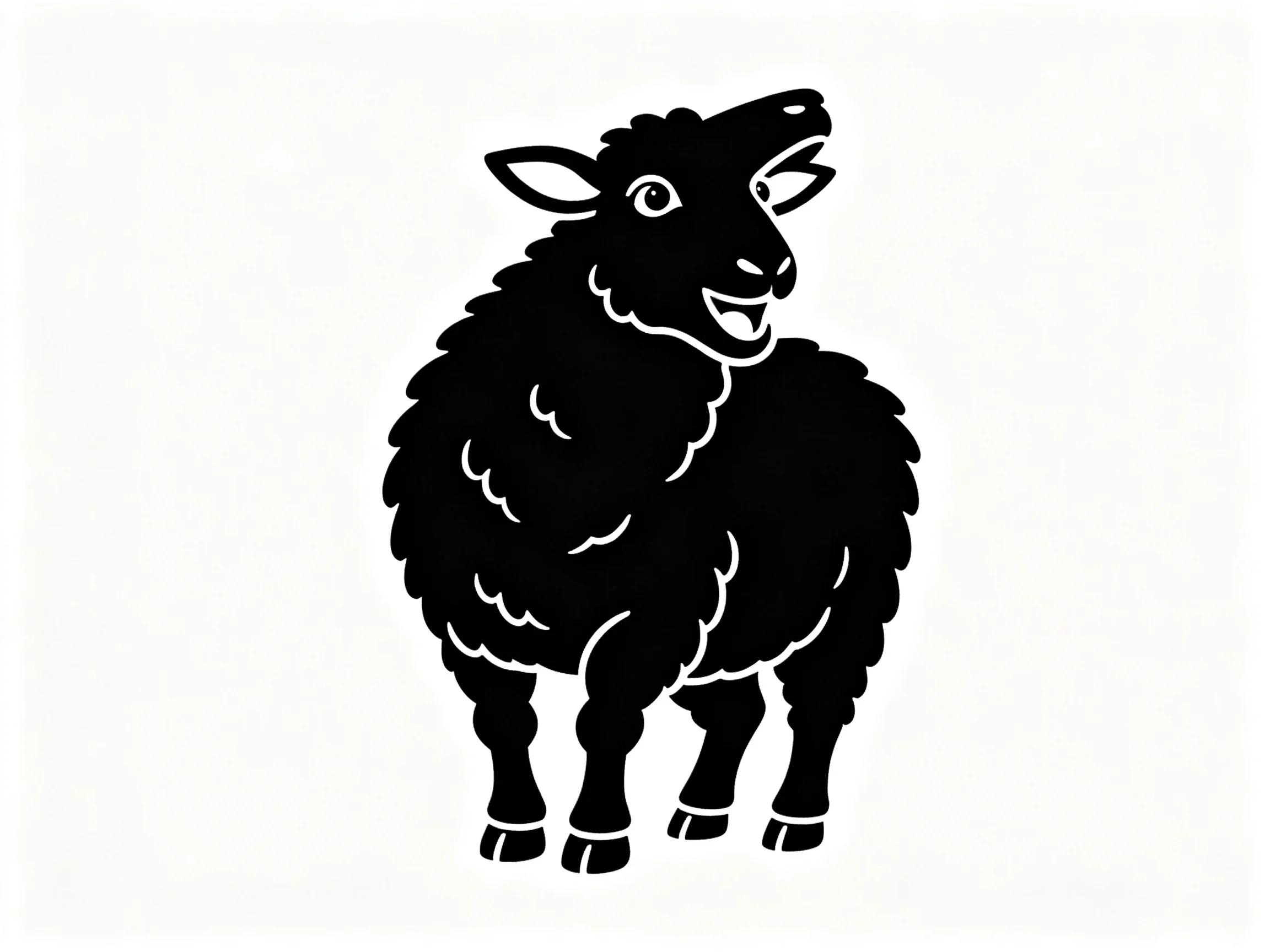 A stylized black sheep silhouette with white outline details