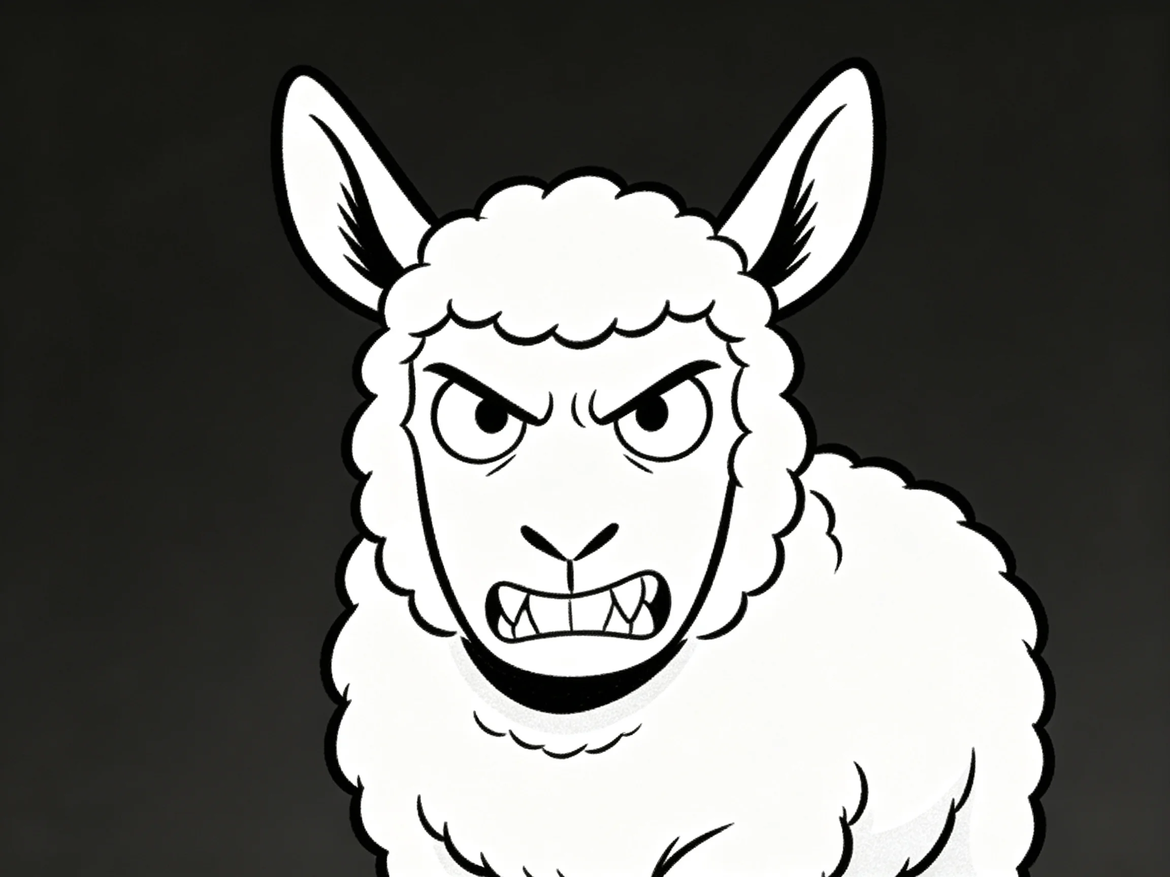 Angry cartoon sheep with fluffy white wool and bold outlines