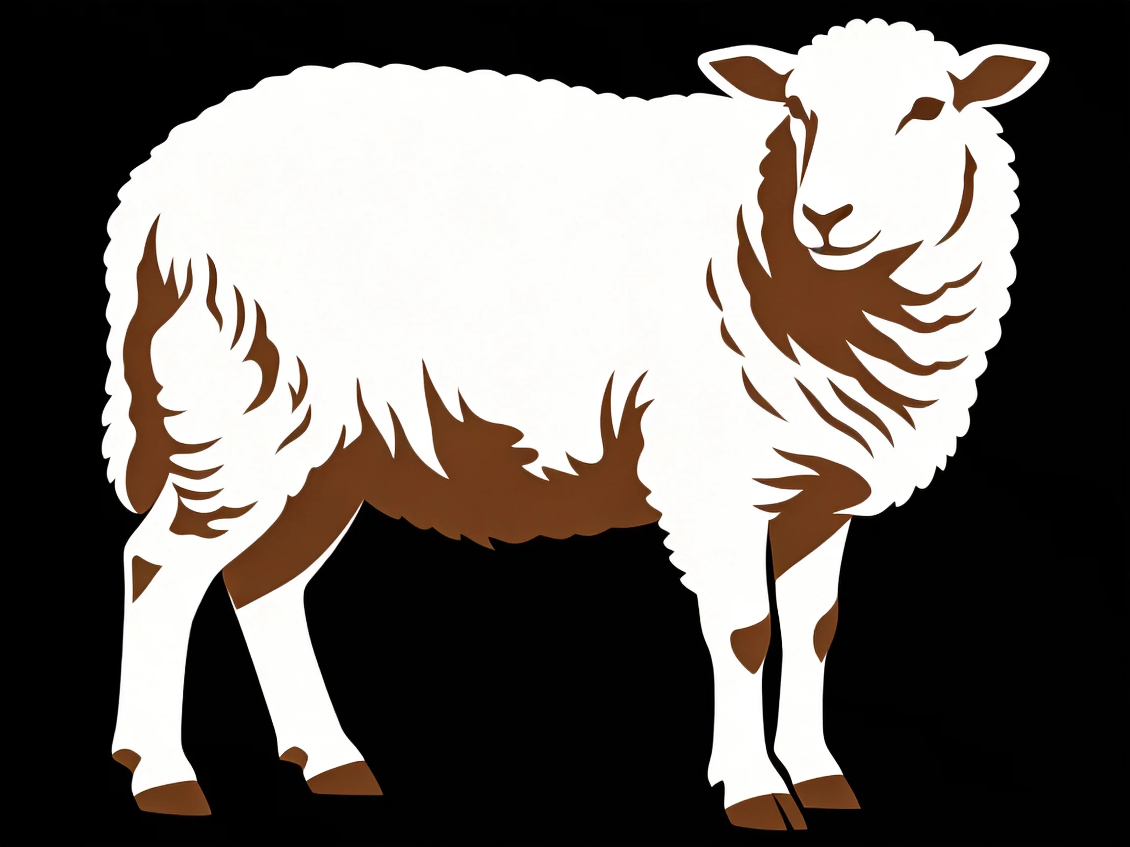 Stylized sheep illustration with white and brown coloring